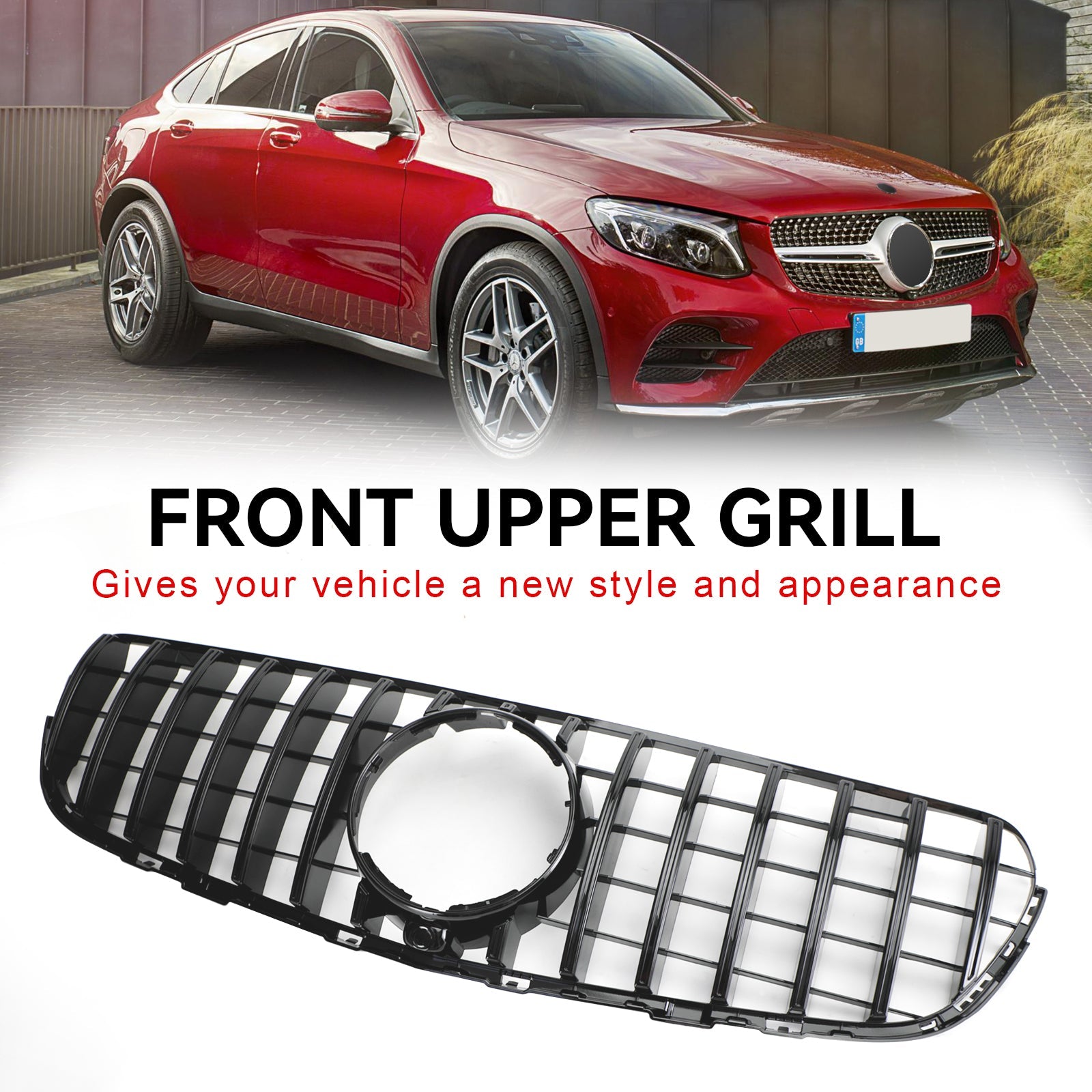 2015 2016 2017 2018 2019 GLC X253 C253 Mercedes Benz Front Bumper Grille Grill Gloss Black