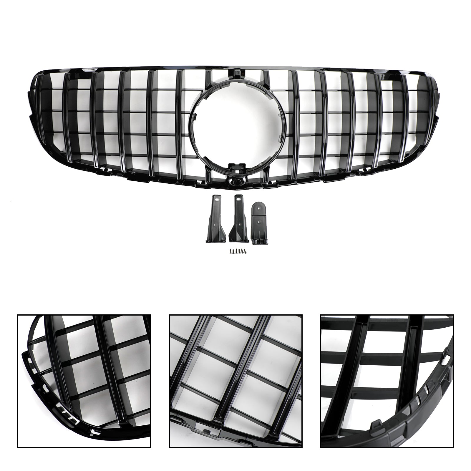 2015 2016 2017 2018 2019 GLC X253 C253 Mercedes Benz Front Bumper Grille Grill Gloss Black