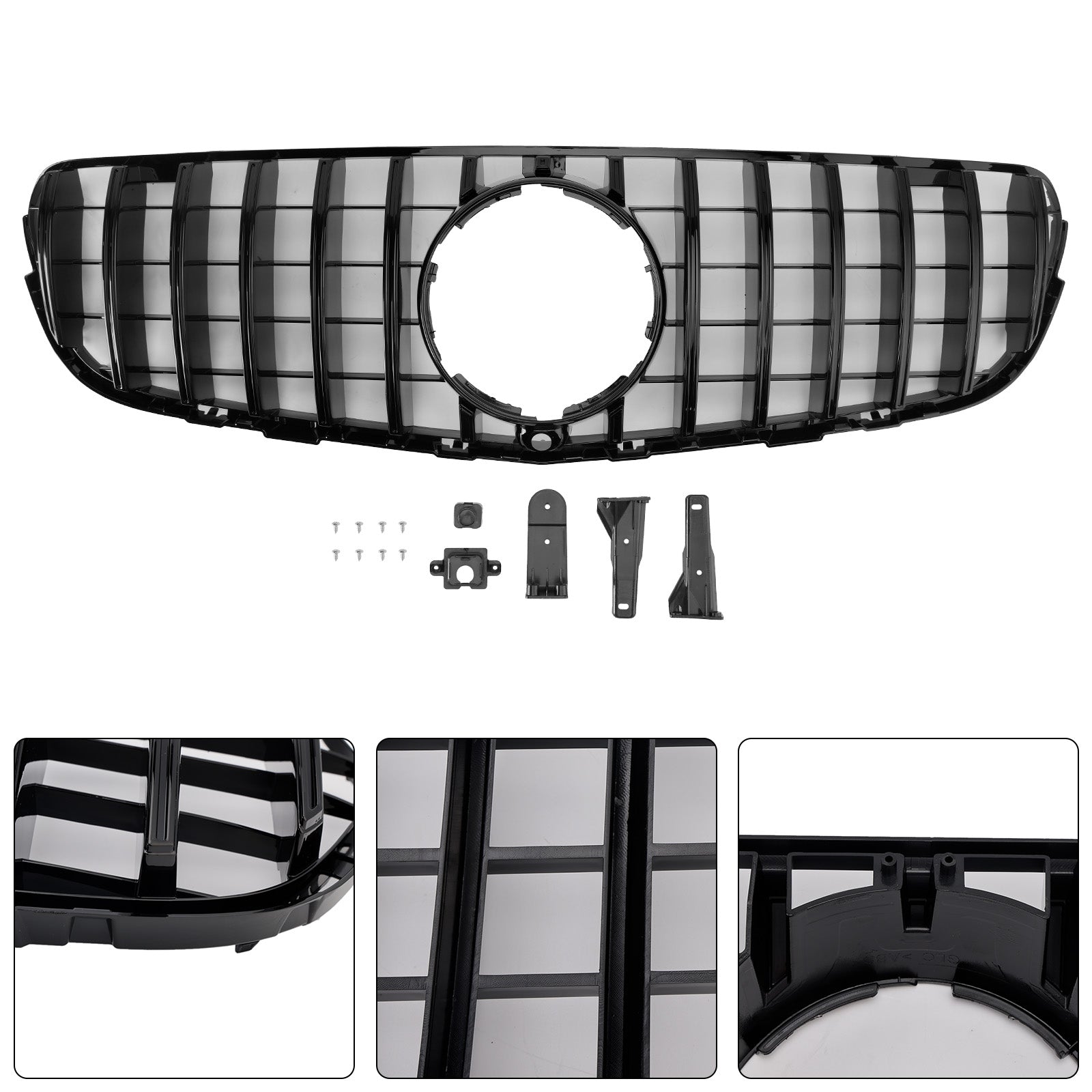 2015-2019 Mercedes Benz GLC X253 C253 Front Bumper Grill Grille Gloss Black