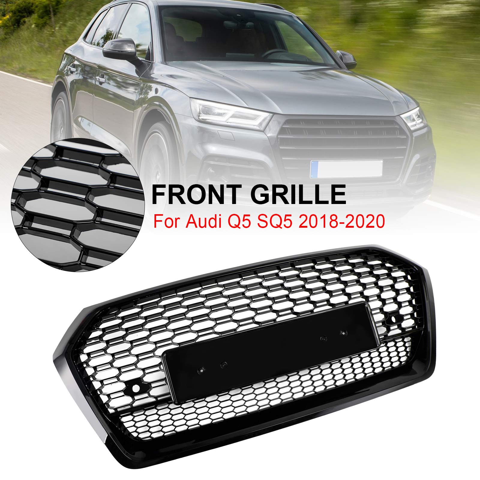 2018-2020 Audi Q5 SQ5 RSQ5 Style Front Honeycomb Mesh Grill Grille