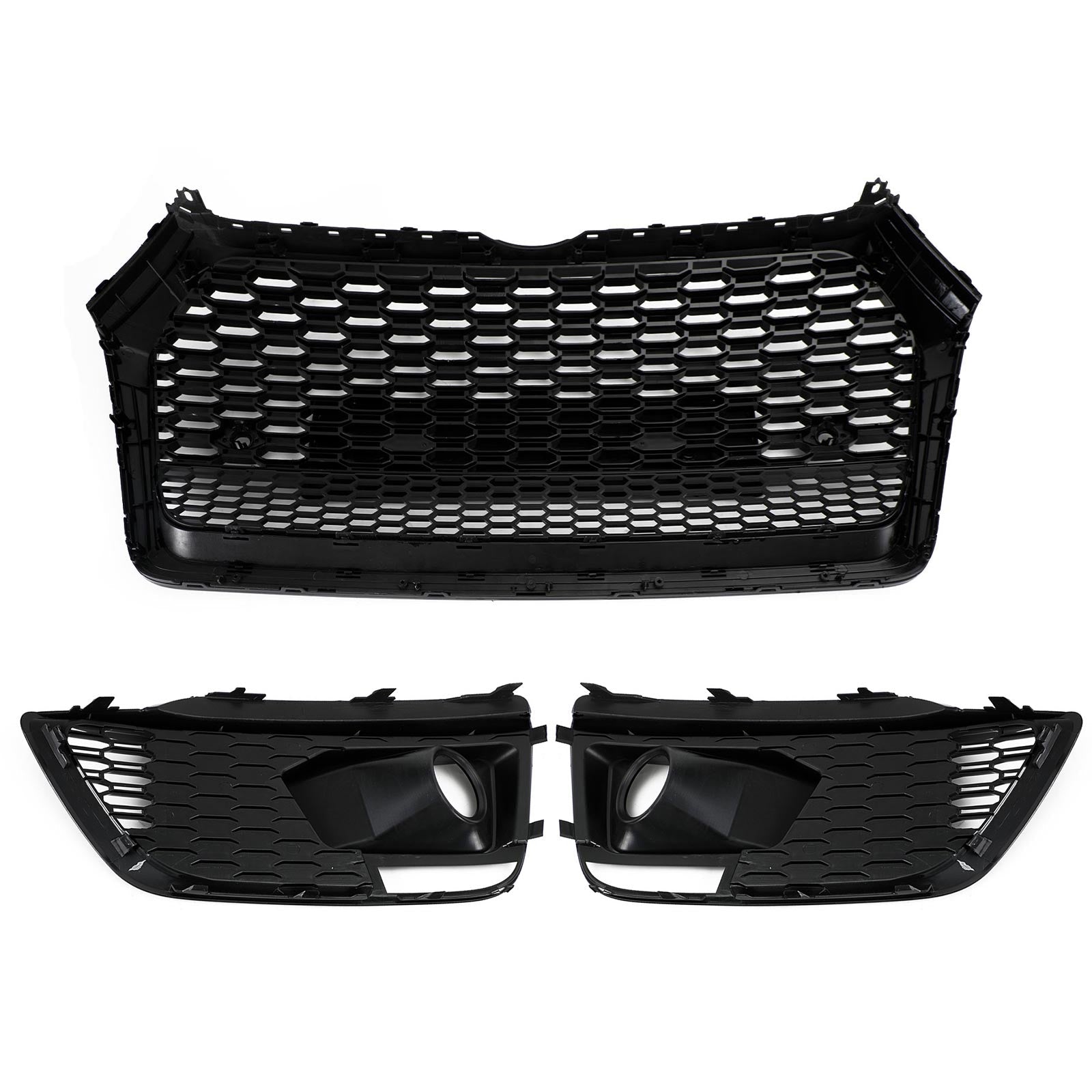 2018-2020 Audi Q5 SQ5 RSQ5 Style Front Honeycomb Mesh Grill + Fog Lamp Grille