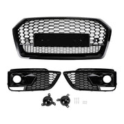 2018-2020 Audi Q5 SQ5 RSQ5 Style Front Honeycomb Mesh Grill + Fog Lamp Grille