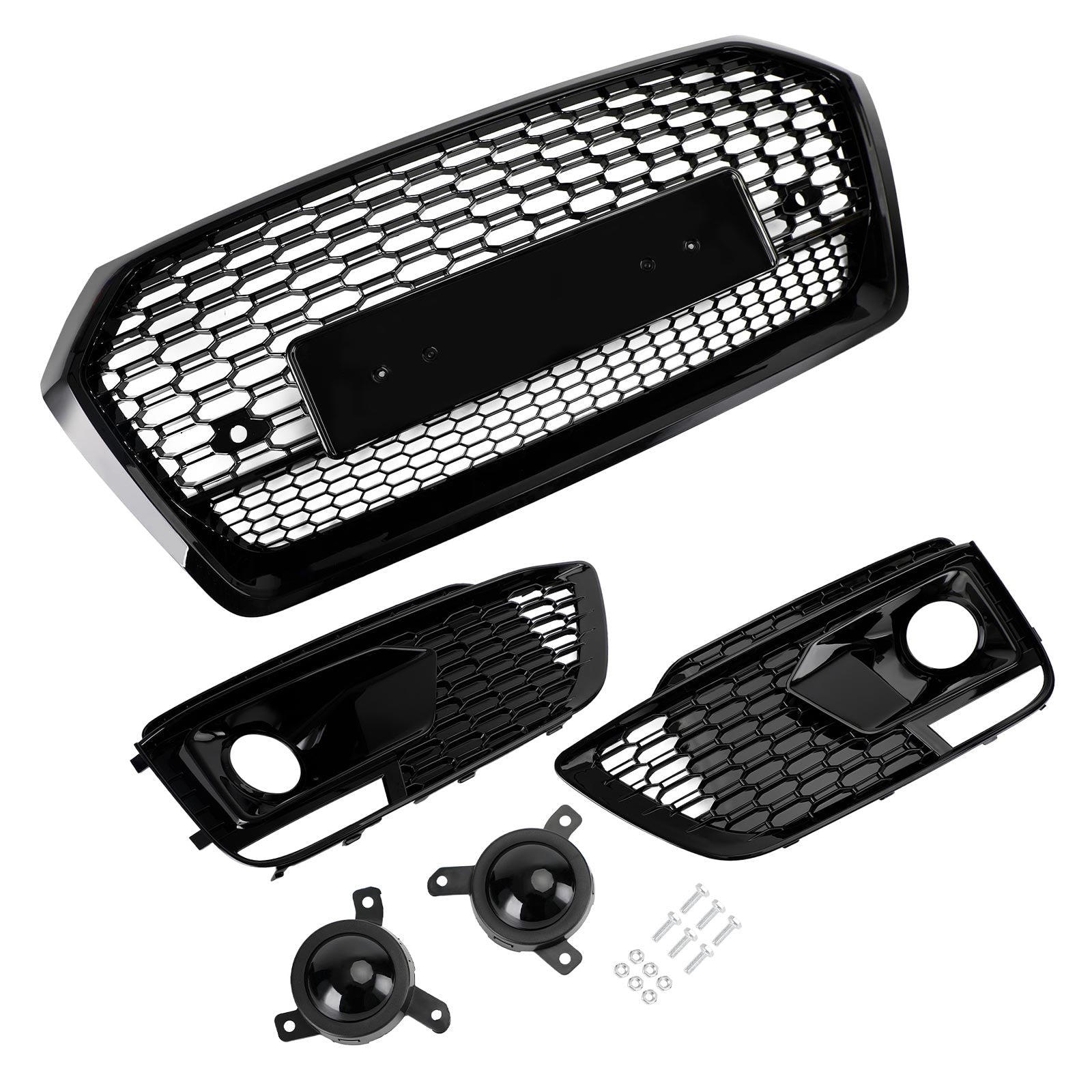2018-2020 Audi Q5 SQ5 RSQ5 Style Front Honeycomb Mesh Grill + Fog Lamp Grille