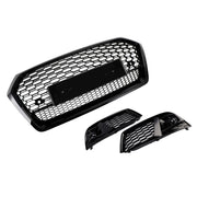 2018 2019 Audi Q5 SQ5 Front Honeycomb Mesh Grill + Fog Lamp Grille