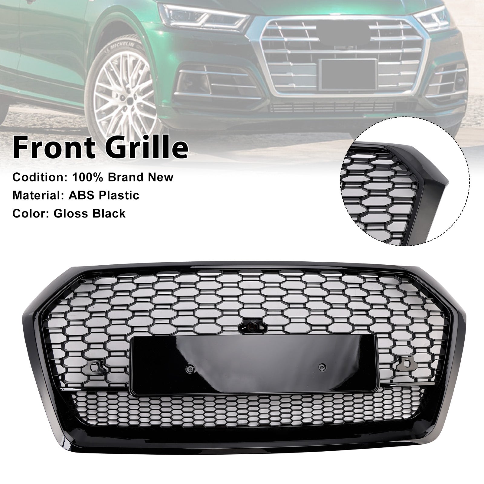 2018-2020 Audi Q5 SQ5 RSQ5 Style Front Honeycomb Mesh Grille Grill 80A853651 80A853651A