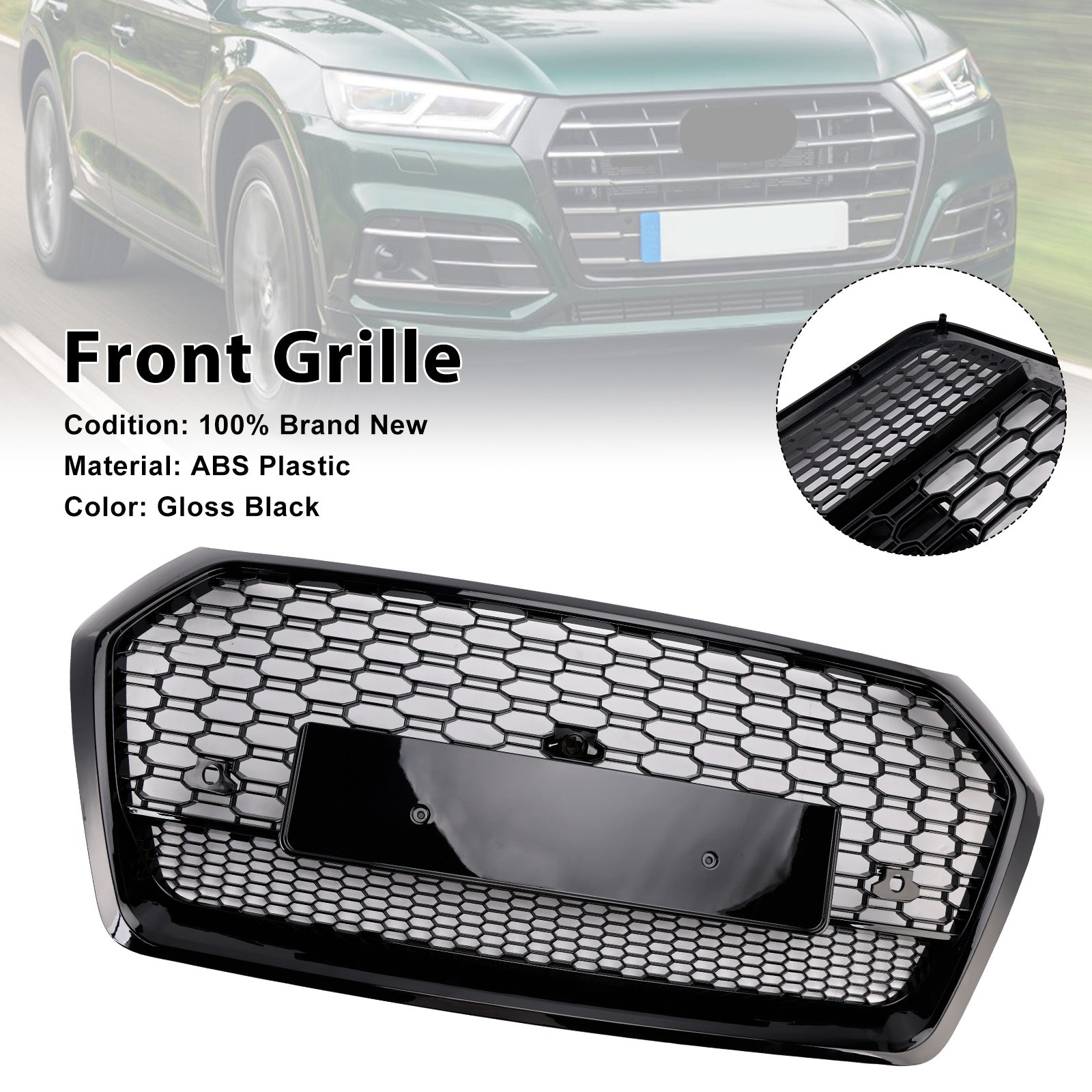 2018-2020 Audi Q5 SQ5 RSQ5 Style Front Honeycomb Mesh Grille Grill 80A853651 80A853651A