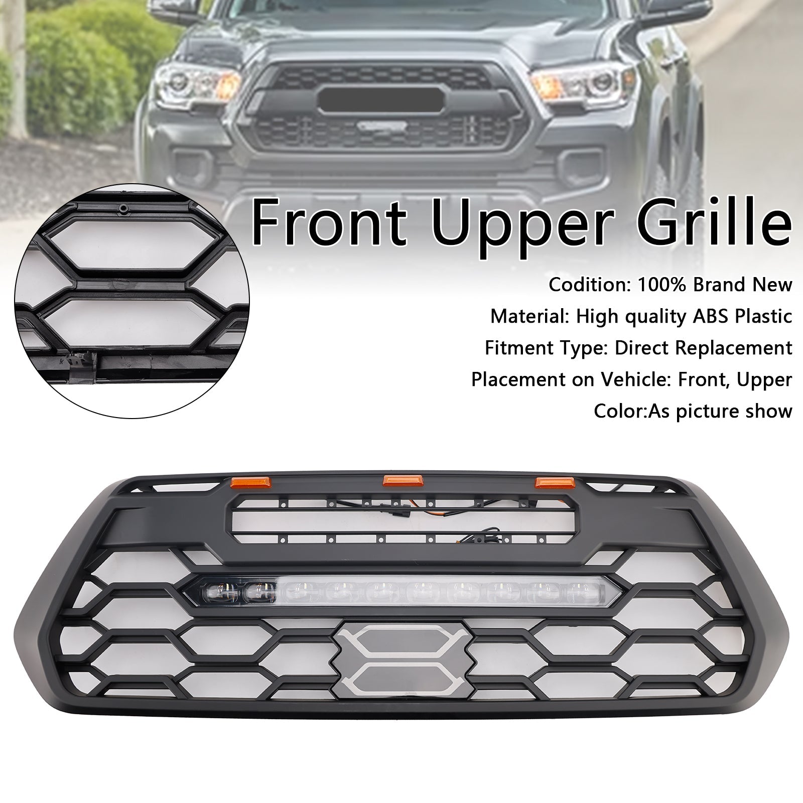 2016-2023 Toyota Tacoma W/ LED Light Front Bumper Grill Grille