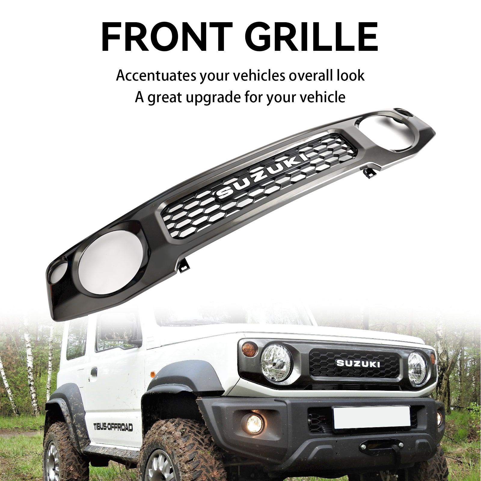 2019 2020 2021 2022 2023 Suzuki Jimny JB74 Honeycomb Front Bumper Grill Grille Grey