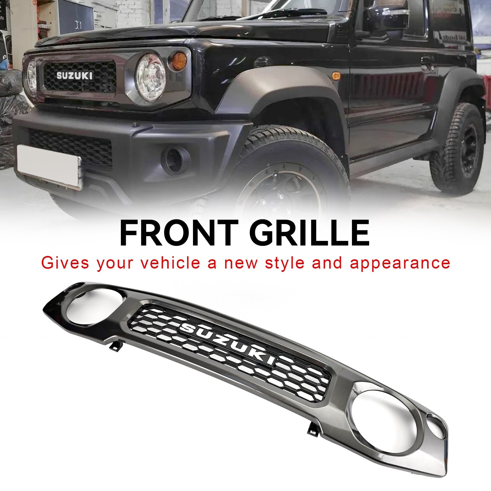 2019 2020 2021 2022 2023 Suzuki Jimny JB74 Honeycomb Front Bumper Grill Grille Grey