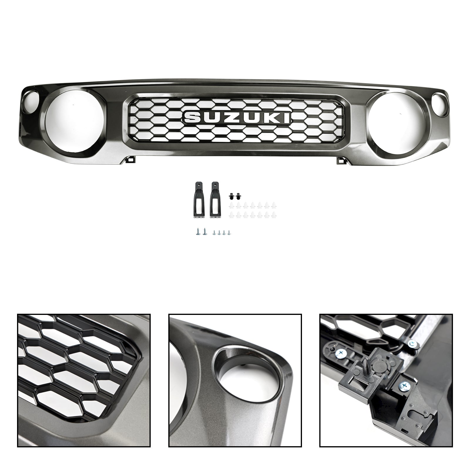 2019 2020 2021 2022 2023 Suzuki Jimny JB74 Honeycomb Front Bumper Grill Grille Grey