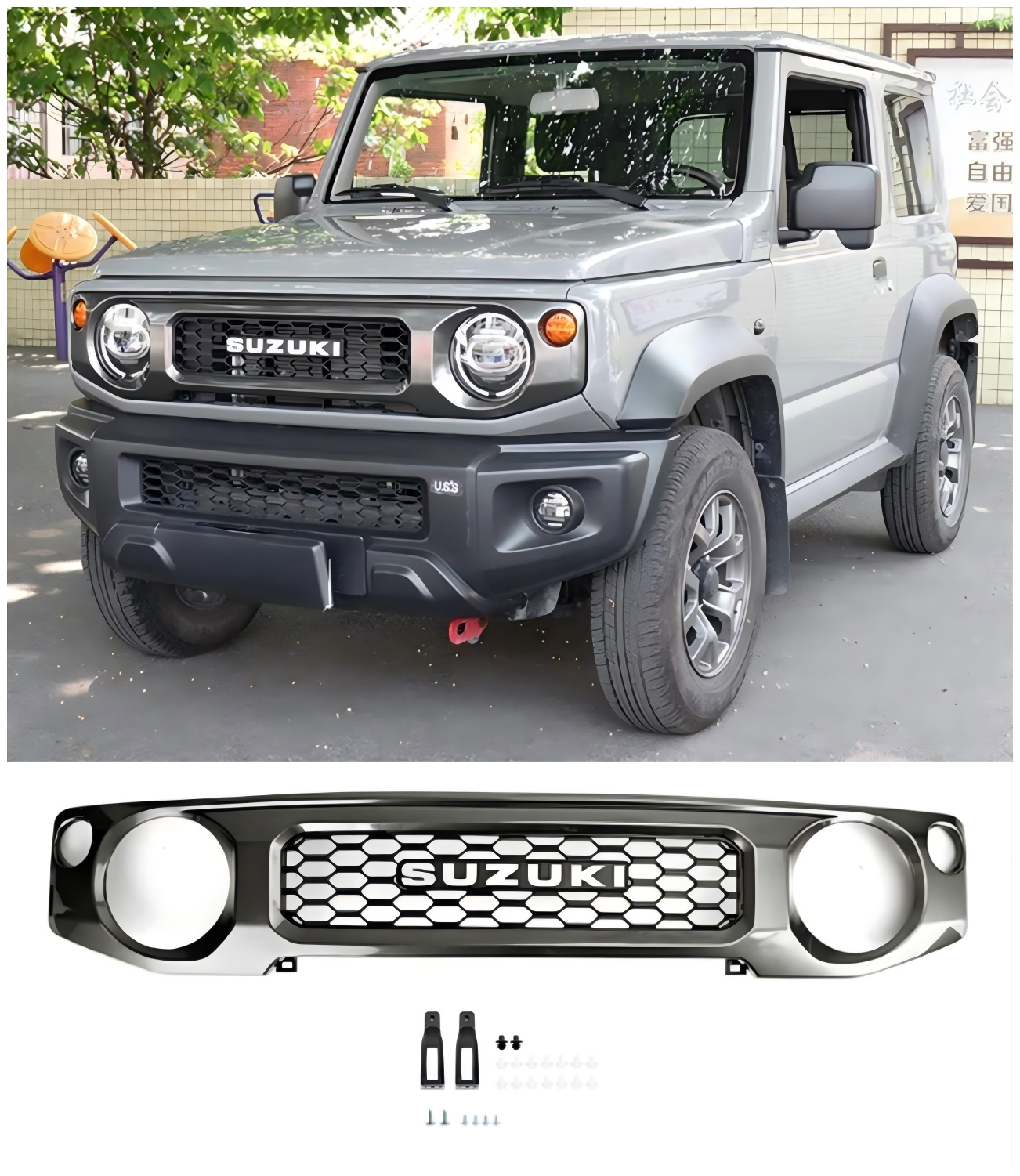 2019 2020 2021 2022 2023 Suzuki Jimny JB74 Honeycomb Front Bumper Grill Grille Grey