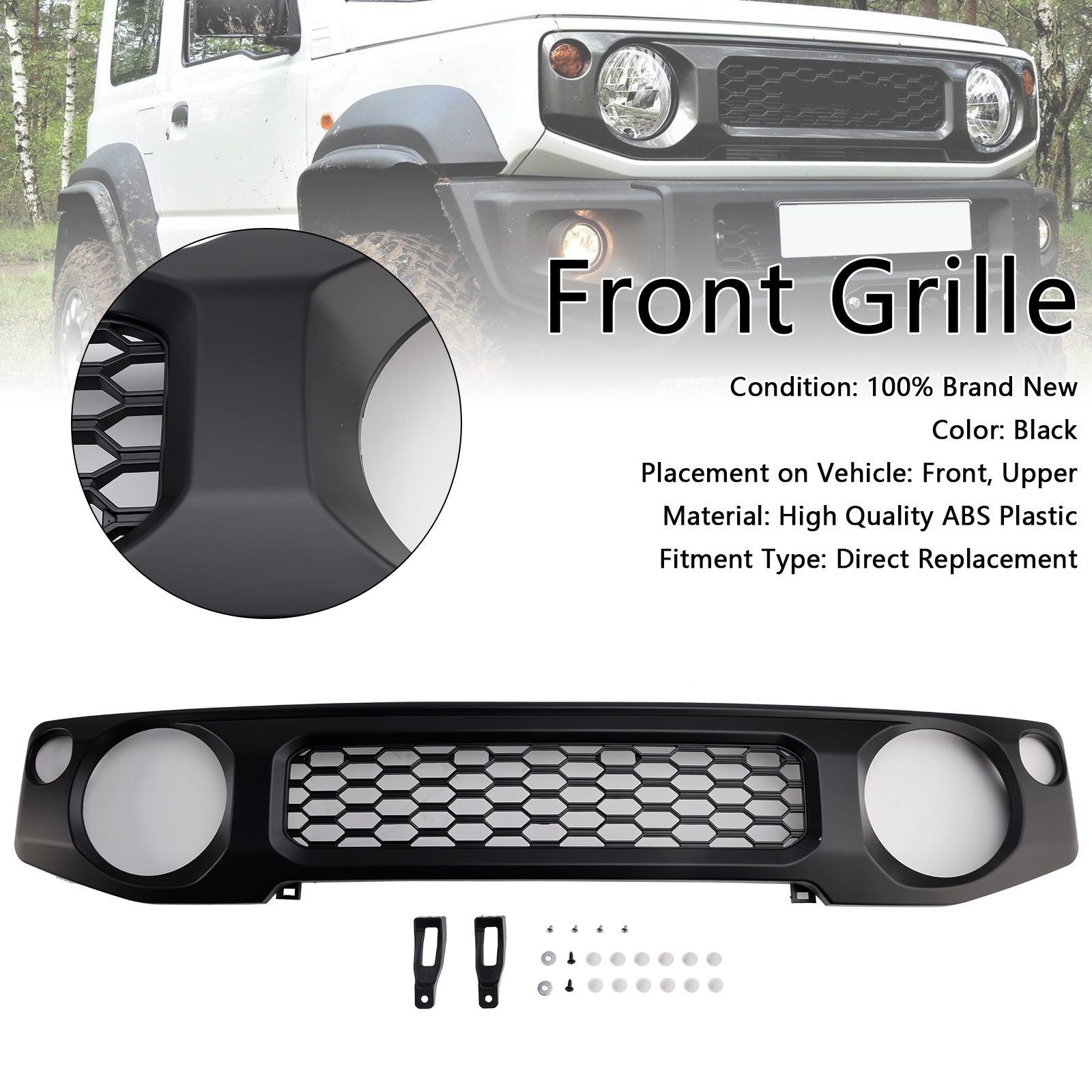 2019 2020 2021 2022 2023 Suzuki Jimny JB64 JB74 Black Honeycomb Front Bumper Grille Grill