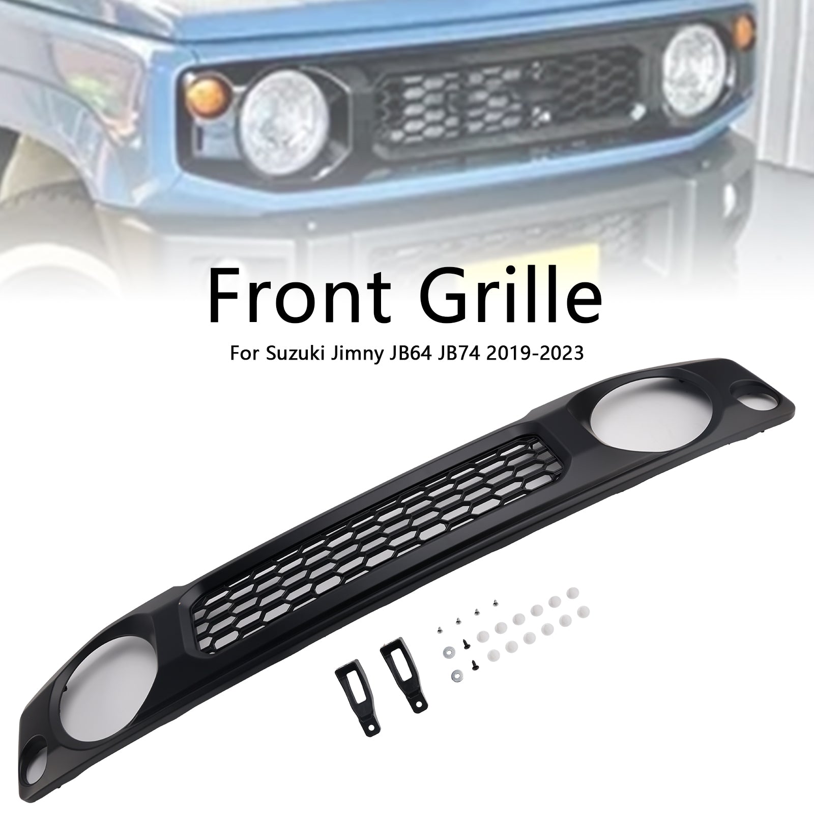 2019 2020 2021 2022 2023 Suzuki Jimny JB64 JB74 Black Honeycomb Front Bumper Grille Grill