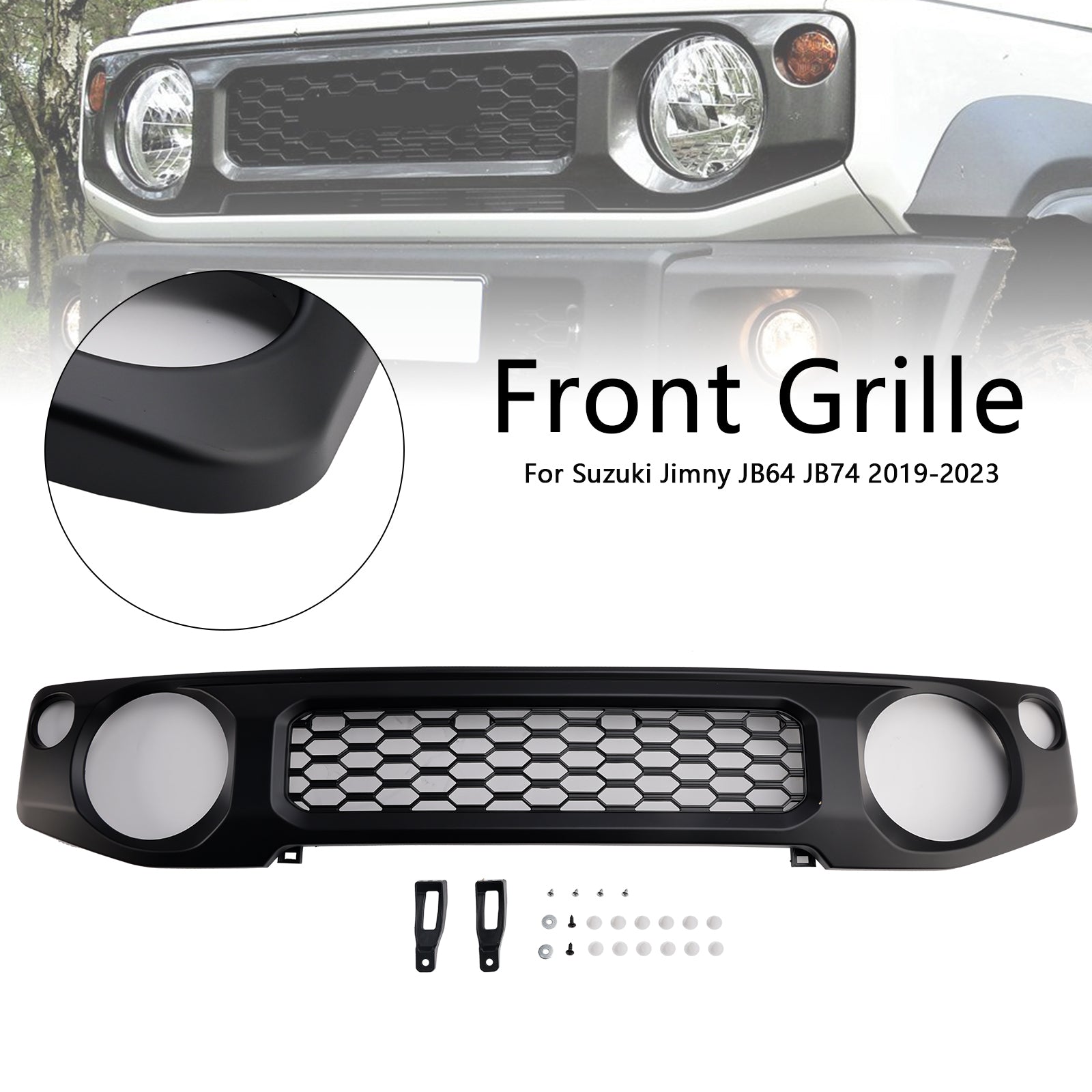 2019 2020 2021 2022 2023 Suzuki Jimny JB64 JB74 Black Honeycomb Front Bumper Grille Grill