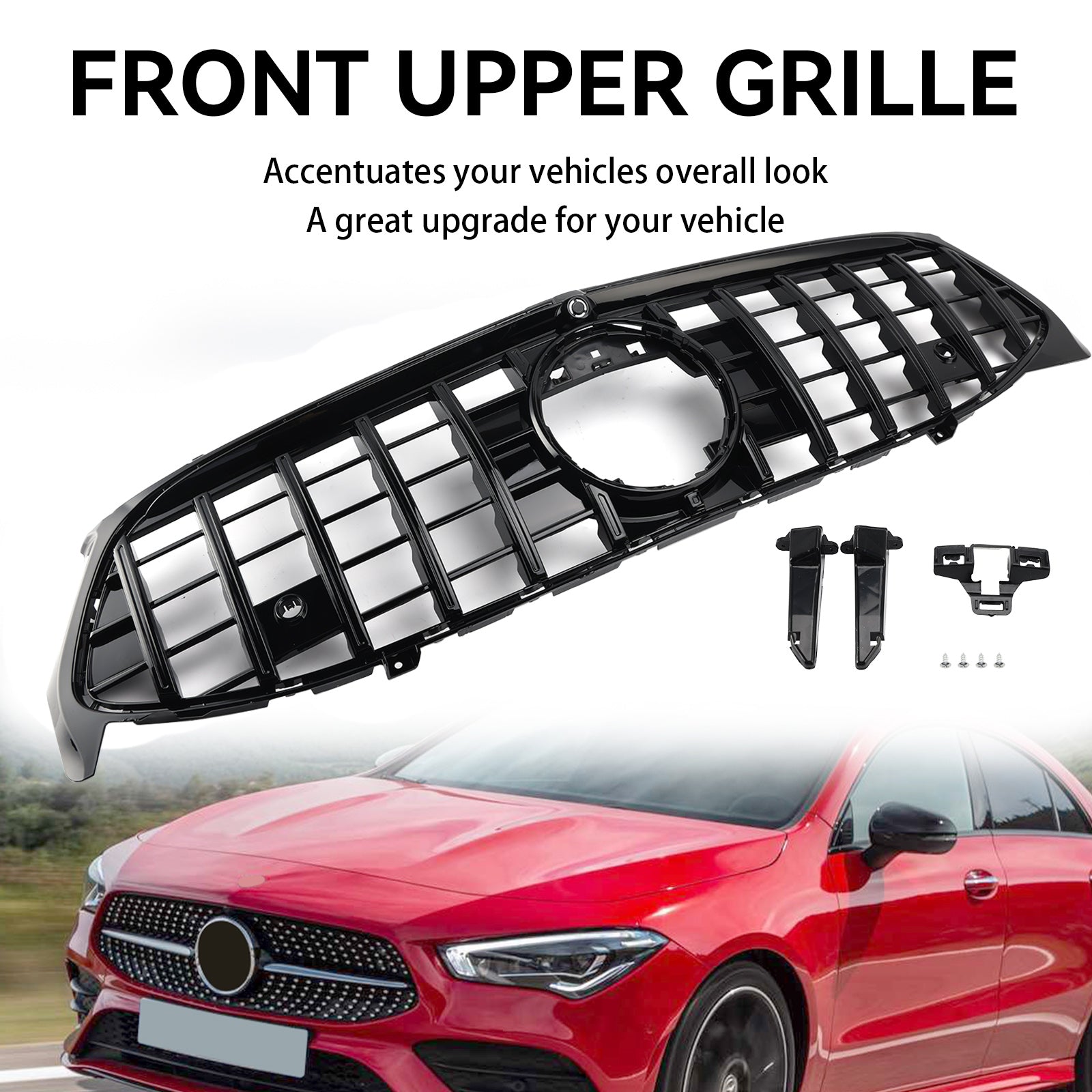 2020-2024 Fit Mercedes CLA-Class W118 C118 GT Black Front Bumper Grille Grill