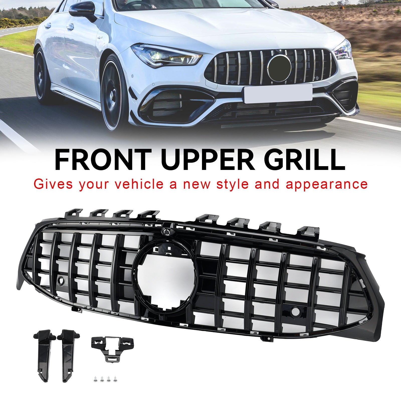 2020-2024 Fit Mercedes CLA-Class W118 C118 GT Black Front Bumper Grille Grill