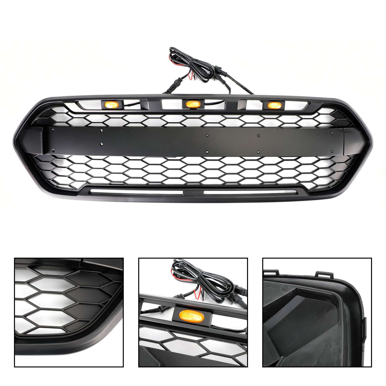 2018-2023 Ford Transit Custom Raptor Style Trail W/ 3LED Matte Black Front Bumper Grille
