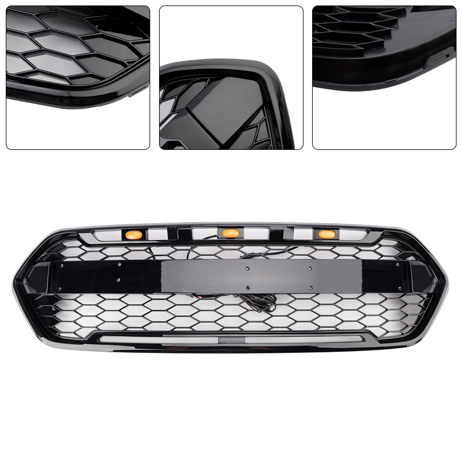 2018-2023 Ford Transit Custom Raptor Style Trail W/ 3LED Matte Black Front Bumper Grille