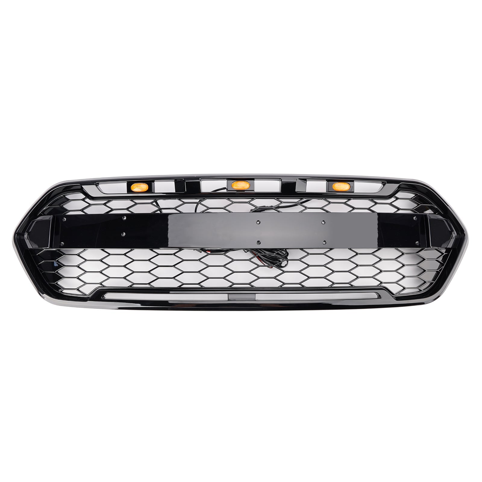 2018-2023 W/ 3LED Gloss Black Ford Transit Custom Trail W/ 3LED Front Bumper Grille