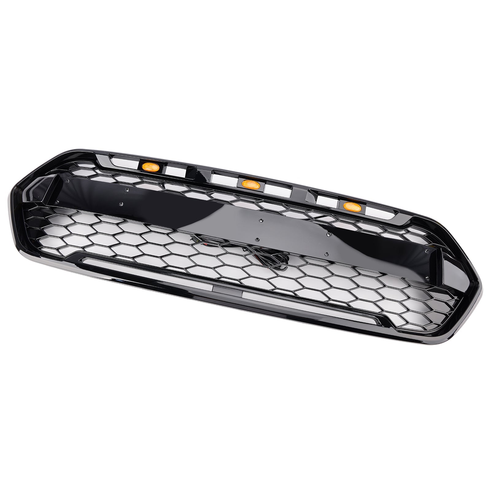 2018-2023 W/ 3LED Gloss Black Ford Transit Custom Trail W/ 3LED Front Bumper Grille