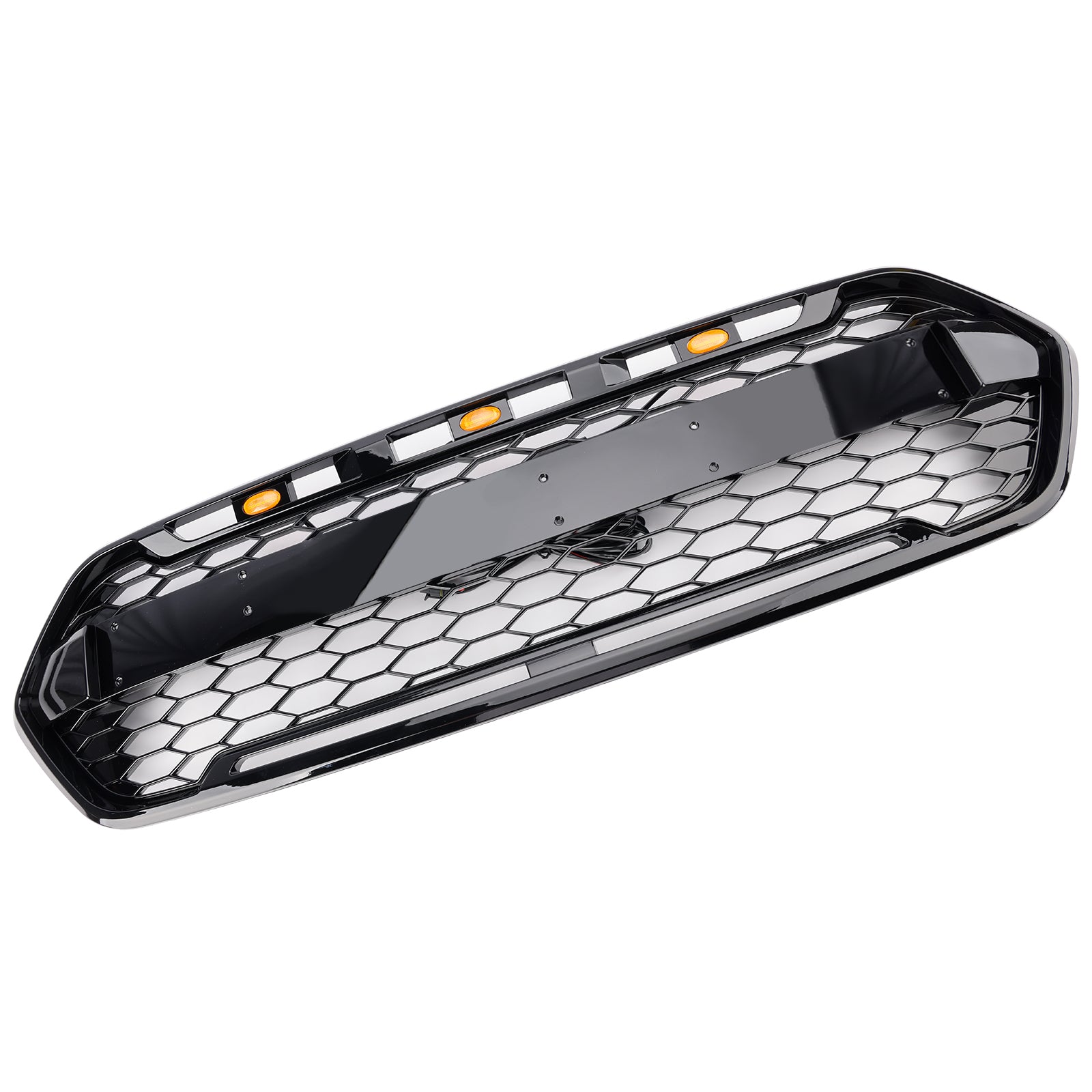 2018-2023 W/ 3LED Gloss Black Ford Transit Custom Trail W/ 3LED Front Bumper Grille