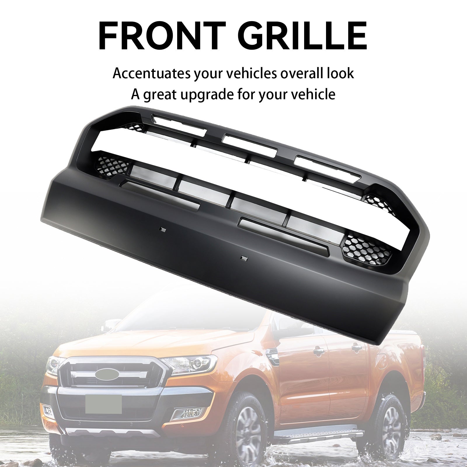2015 2016 2017 2018 2019 Ford Ranger T7 Ranger Raptor Style Front Bumper Grill Matt Black
