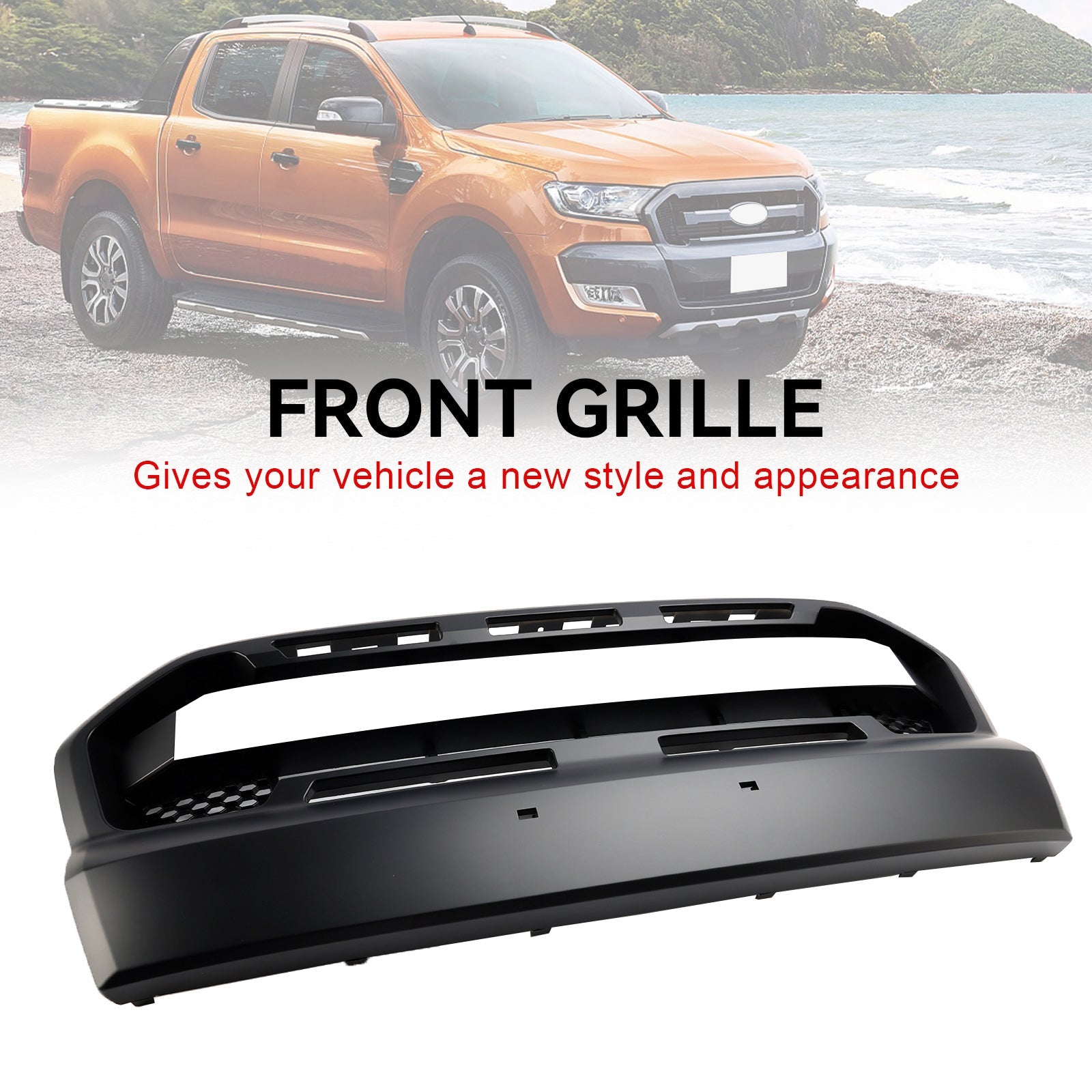 2015-2019 Ford Ranger T7 Matt Black Ranger Raptor Style Front Bumper Grill