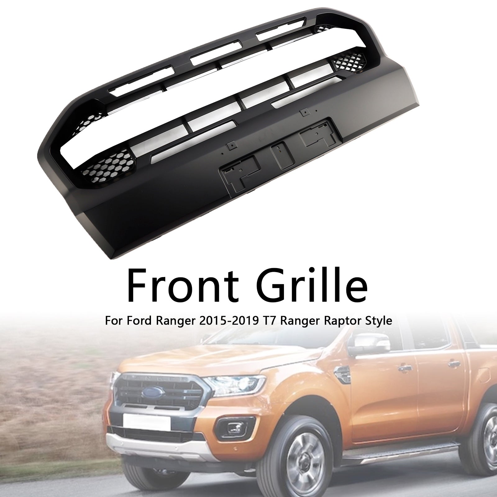 Matt Black Ranger Raptor Style Front Bumper Grille Fit Ford Ranger 2019-2023 T8