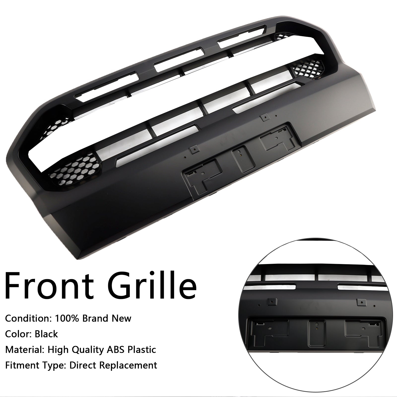 2019 2020 2021 2022 2023 Ford Ranger T8 Matt Black Ranger Raptor Style Front Bumper Grille