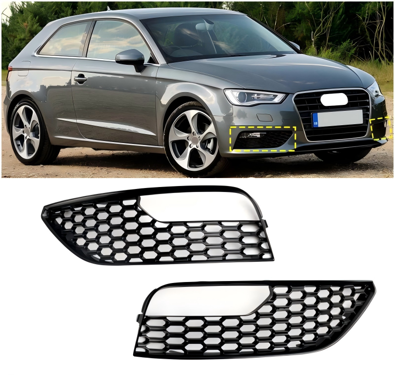 2012 2013 2014 2015 2016 Audi A3 S3 Mesh Front Bumper Fog Light Surround Cover Grille 2PCS