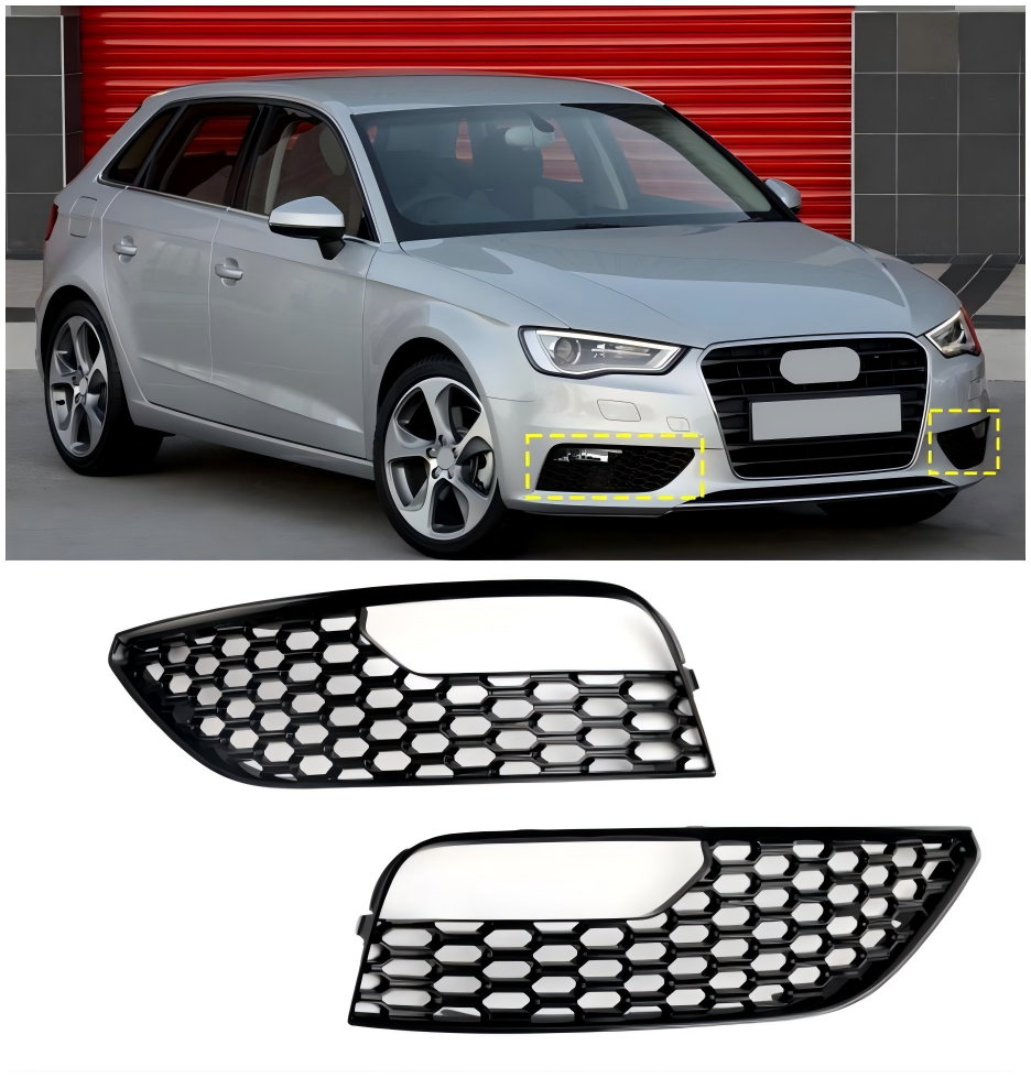 Audi A3 S3 2012-2016 Mesh Front Bumper Fog Light Surround Cover Grille 2PCS