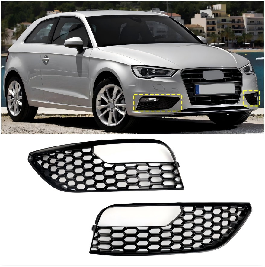2012 2013 2014 2015 2016 Audi A3 S3 Mesh Front Bumper Fog Light Surround Cover Grille 2PCS