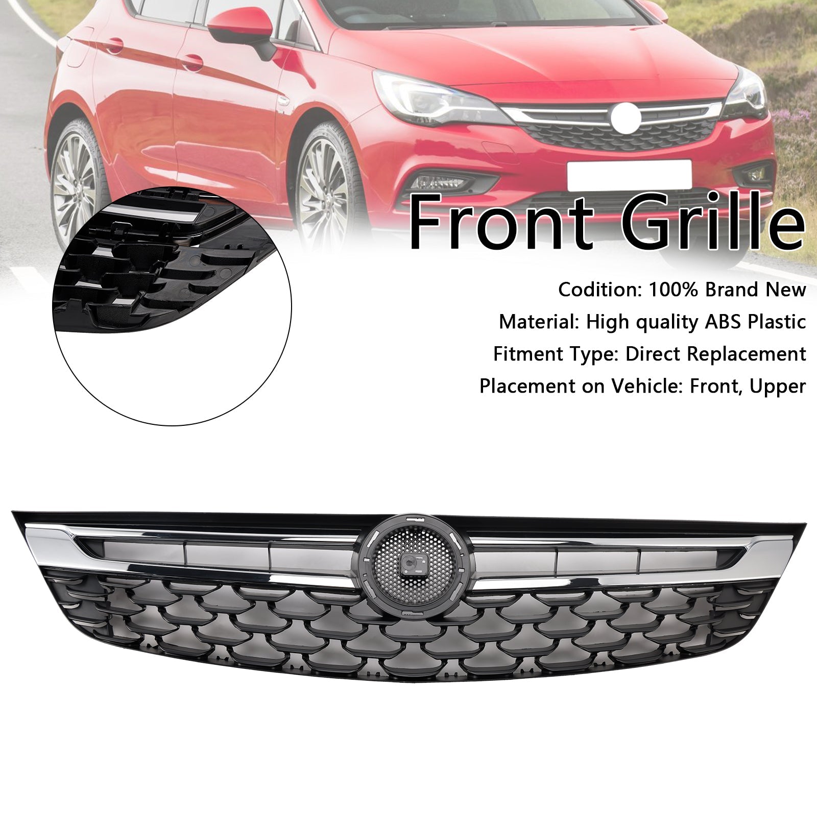 2015-2019 OPEL ASTRA K Facelift Front Bumper Grill Grille 13464791 Black Chrome