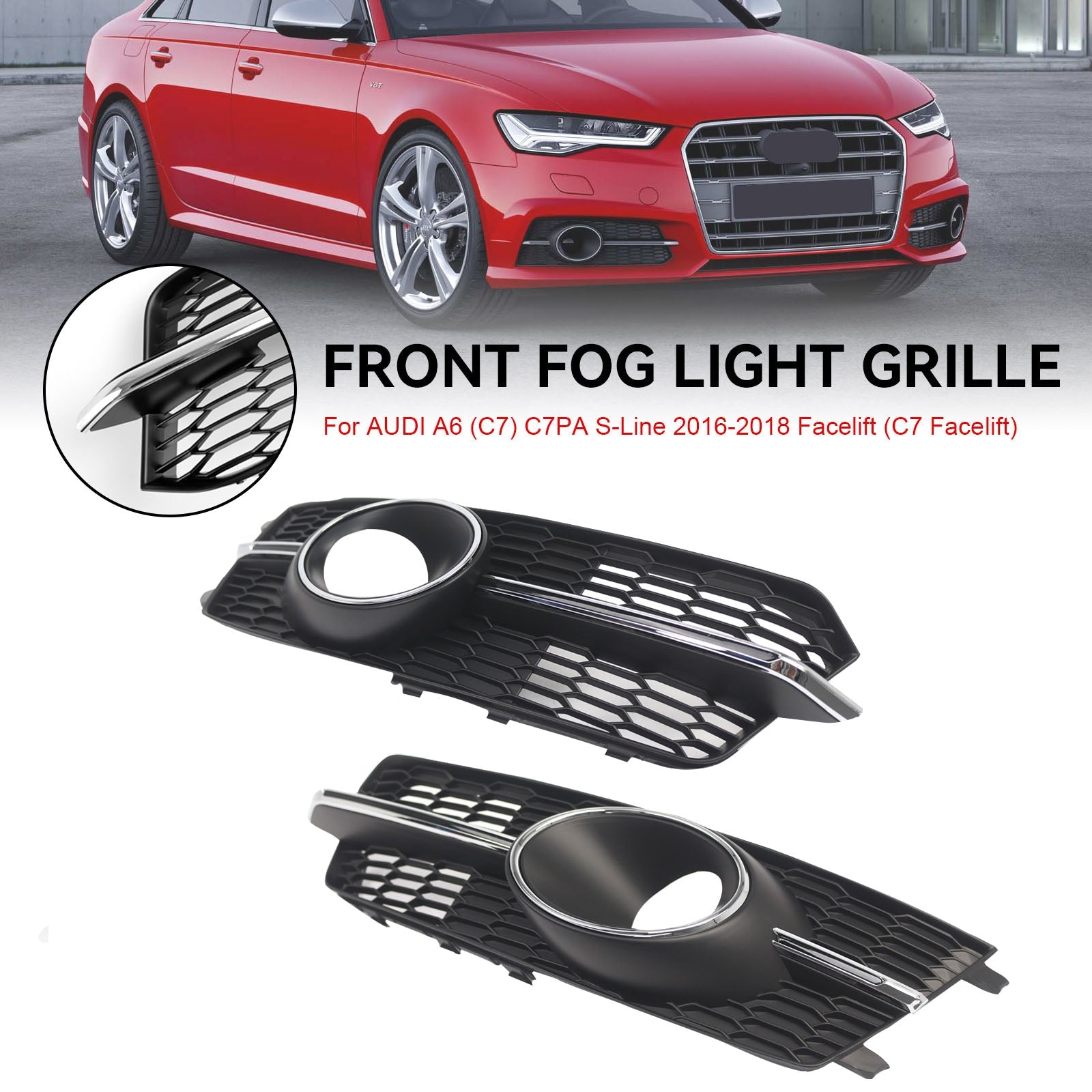 2011-2018 AUDI A6 4G C7 A6l Fog Light Front Bumper Lower Grill 4G0807682AG