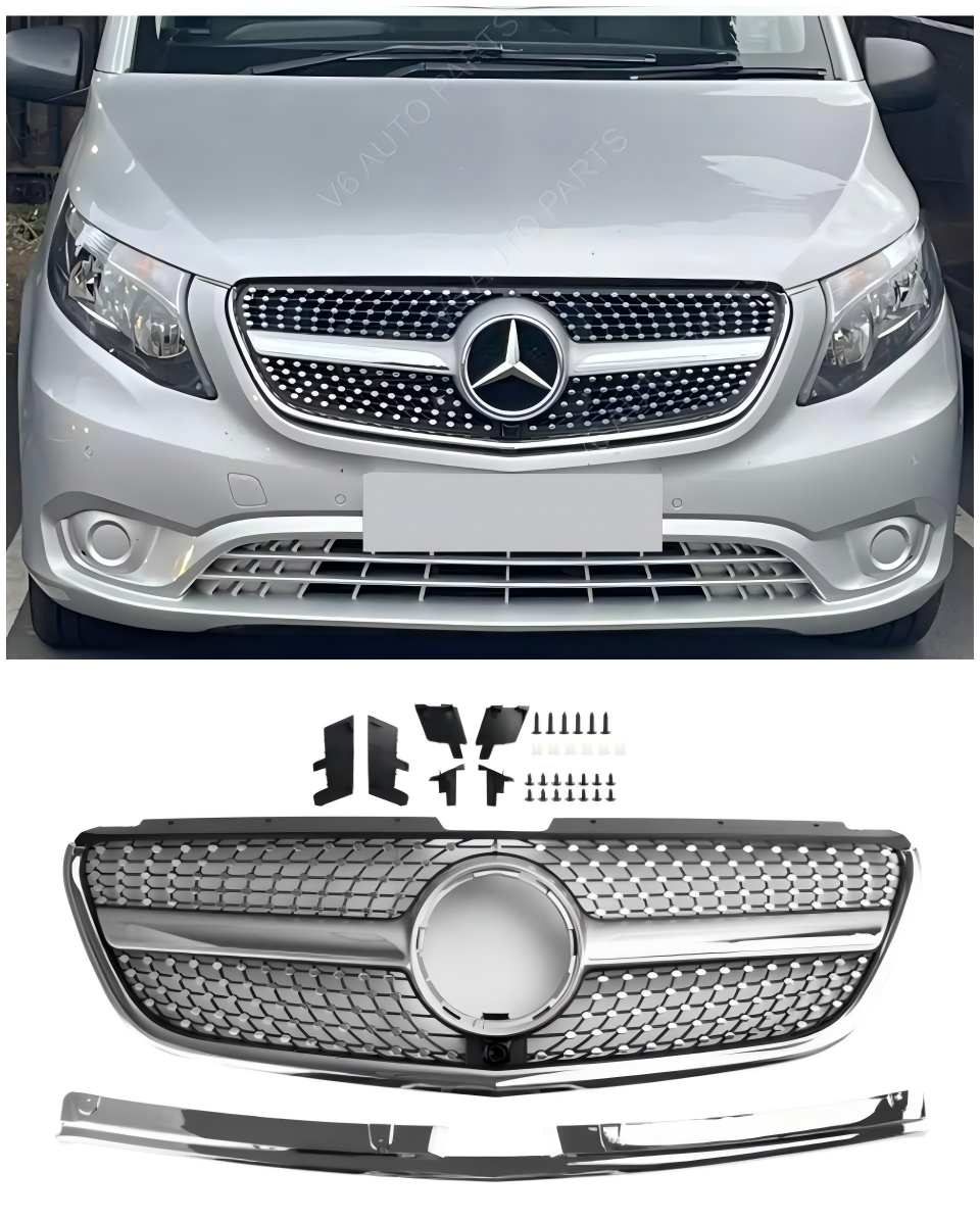 2015 2016 2017 2018 2019 Vito W447 Mercedes GT Stlye Diamond Front Bumper Grill Grille