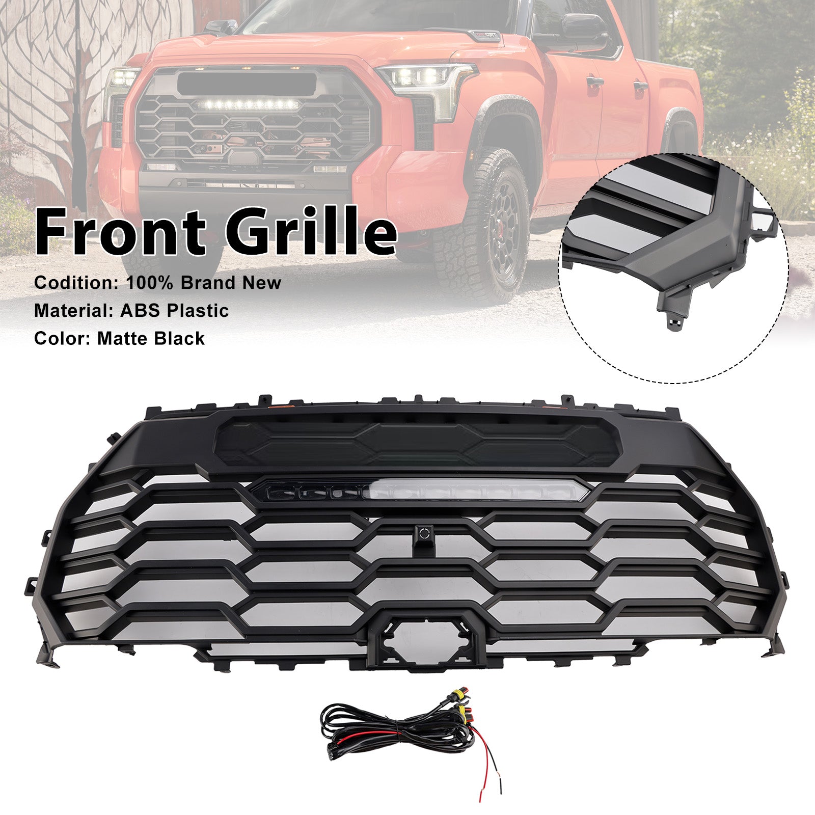 2022-2025 Fit Toyota Tundra TRD PRO Matte Black Front Bumper Grille Grill 53101-0C220