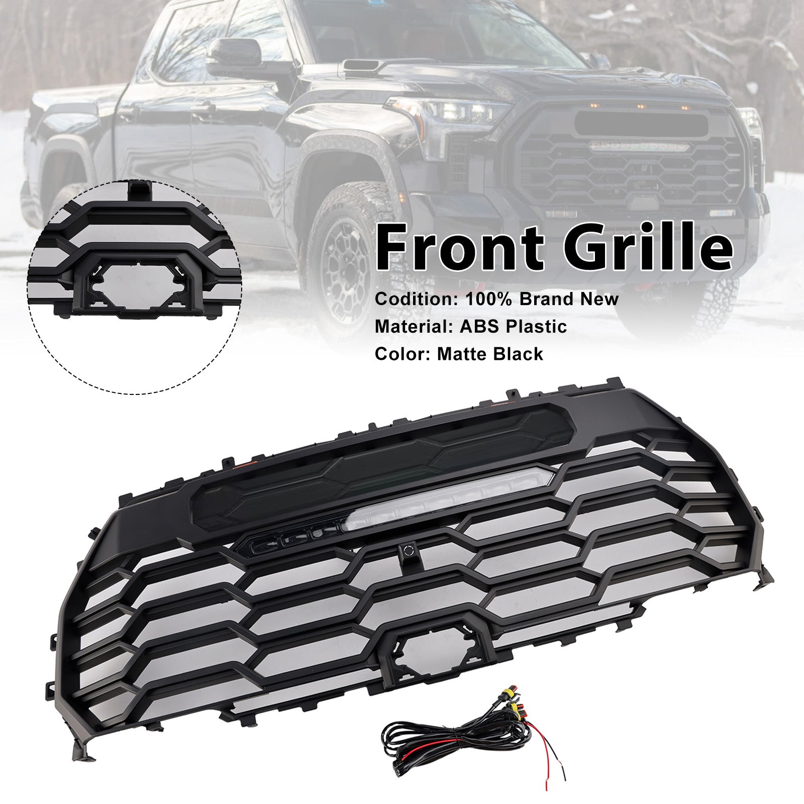 2022-2025 Fit Toyota Tundra TRD PRO Matte Black Front Bumper Grille Grill 53101-0C220