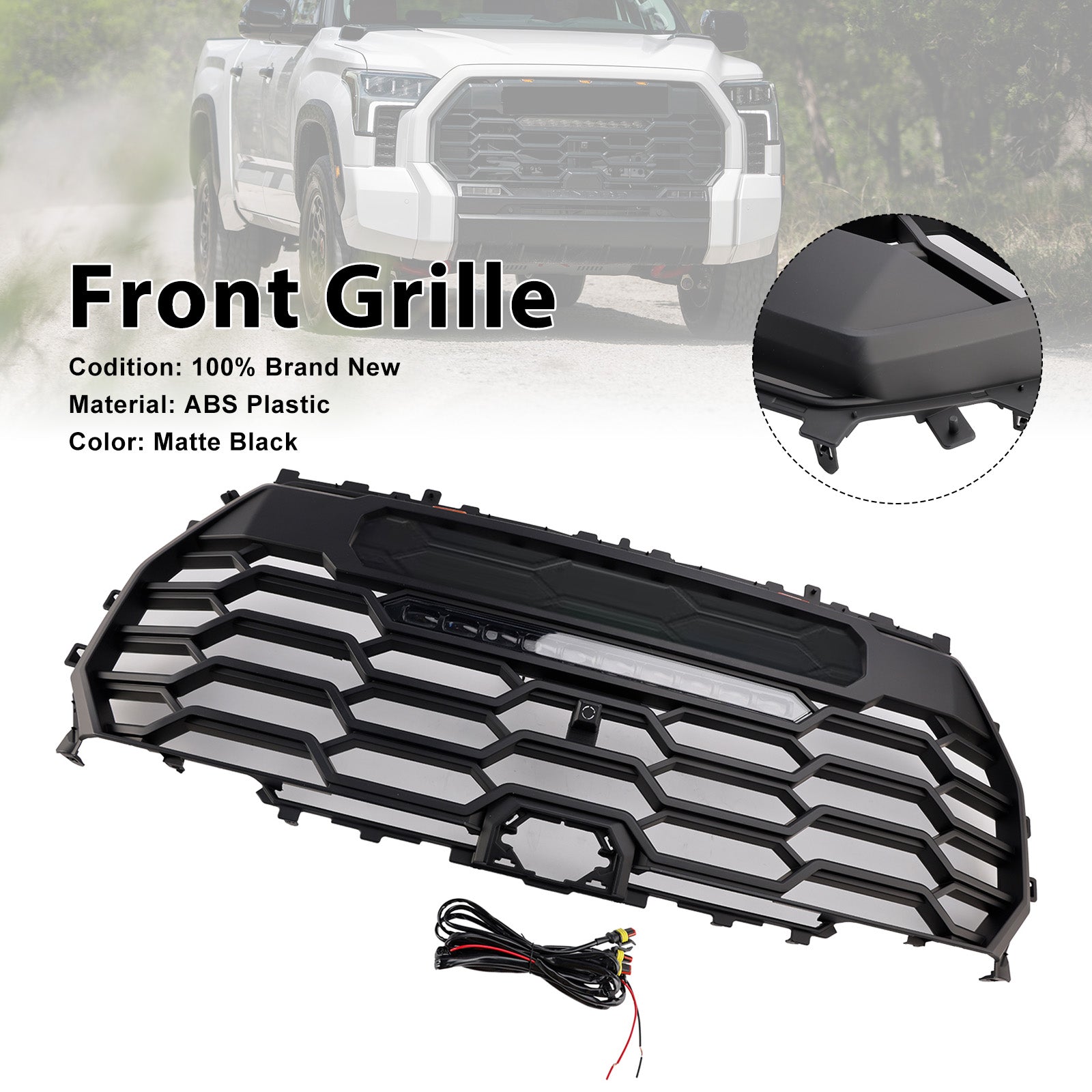 2022-2025 Fit Toyota Tundra TRD PRO Matte Black Front Bumper Grille Grill 53101-0C220