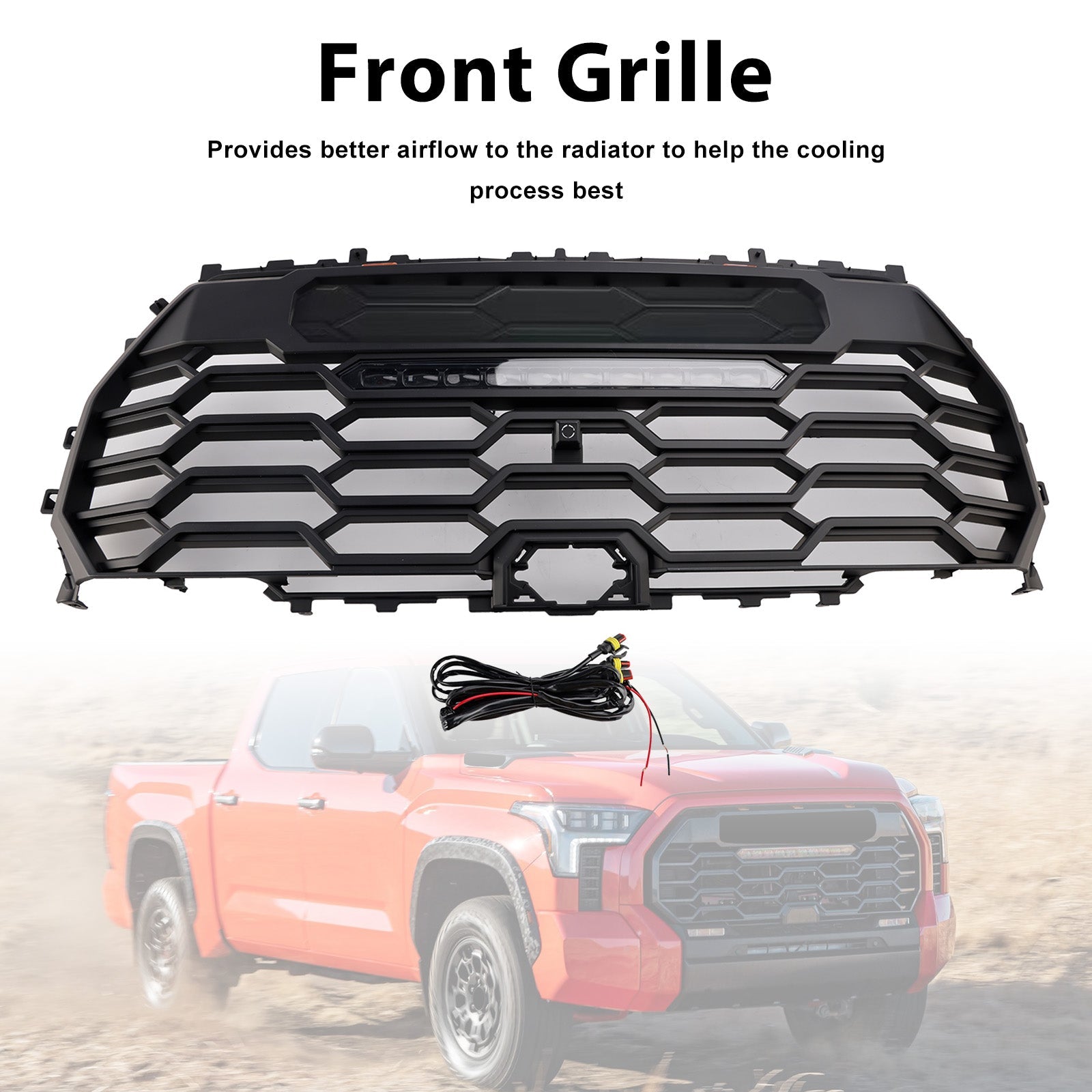 2022-2025 Fit Toyota Tundra TRD PRO Matte Black Front Bumper Grille Grill 53101-0C220