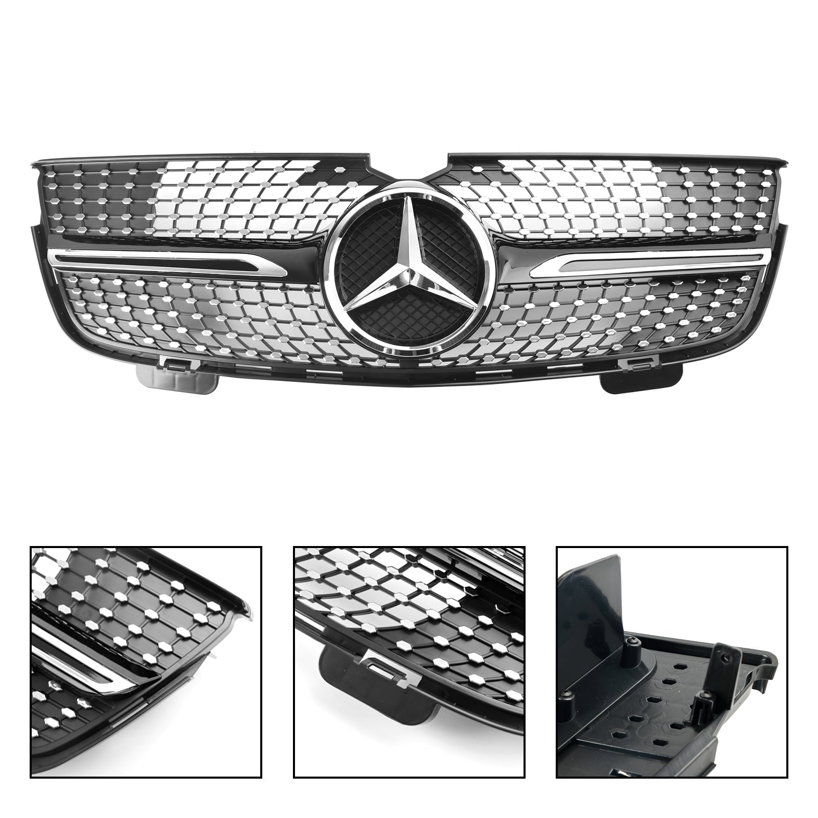 2007 2008 2009 Mercedes Benz GL-Class X164 GL320 GL350 GL450 Diamonds Front Bumper Grille Chrome