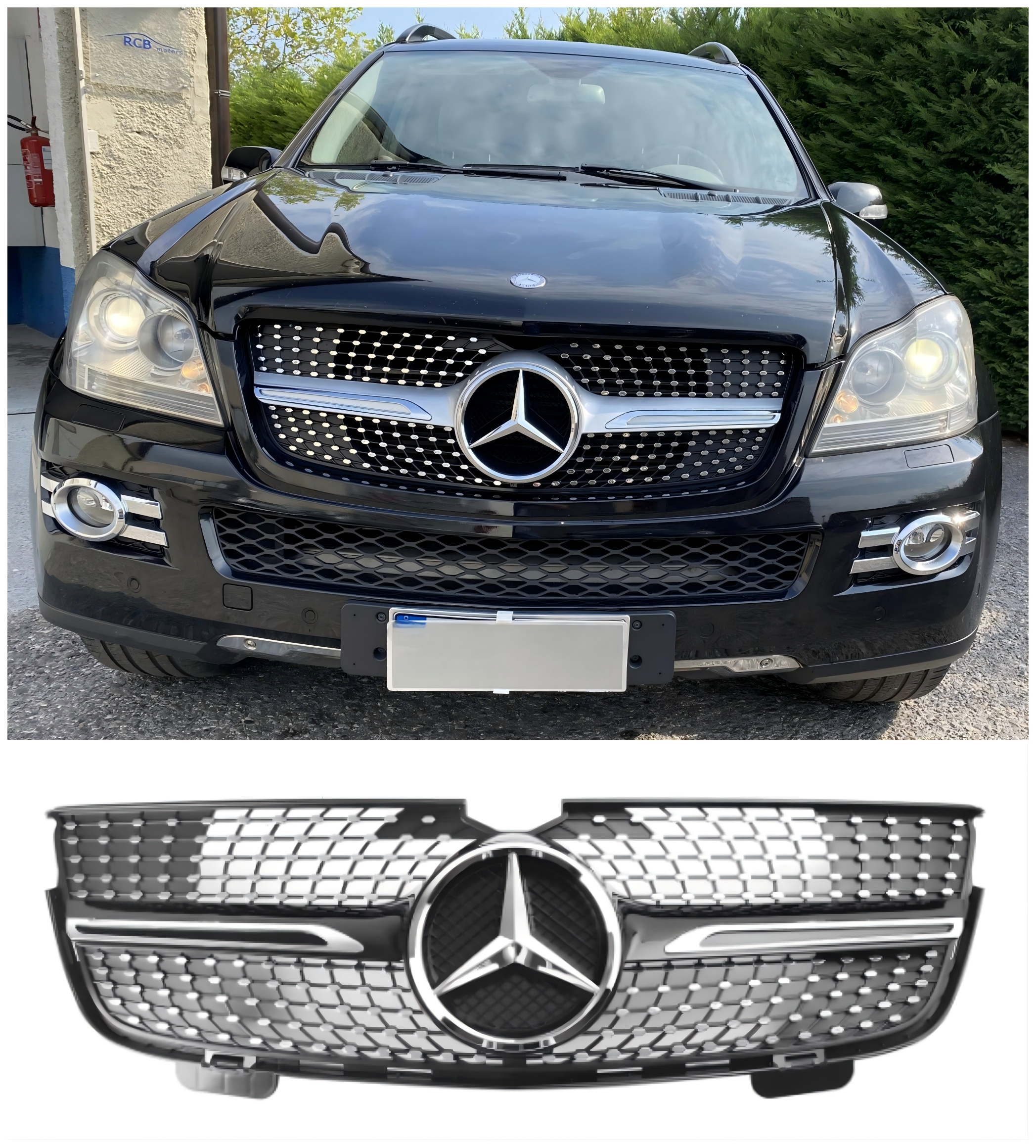 2007 2008 2009 Mercedes Benz GL-Class X164 GL320 GL350 GL450 Diamonds Front Bumper Grille Chrome