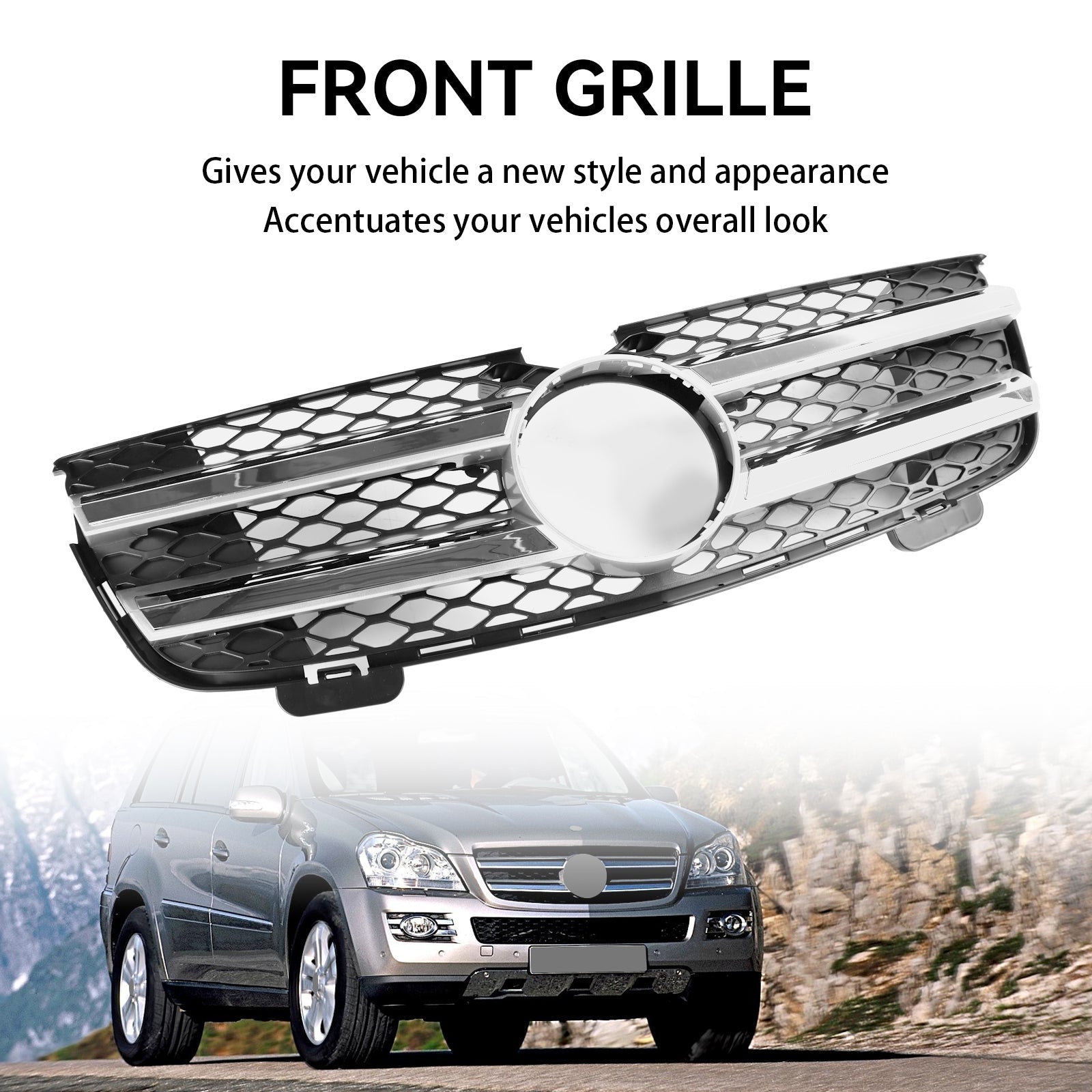 2007-2012 Mercedes Benz GL-Class X164 GL450 Front Bumper Grille Grill Chrome