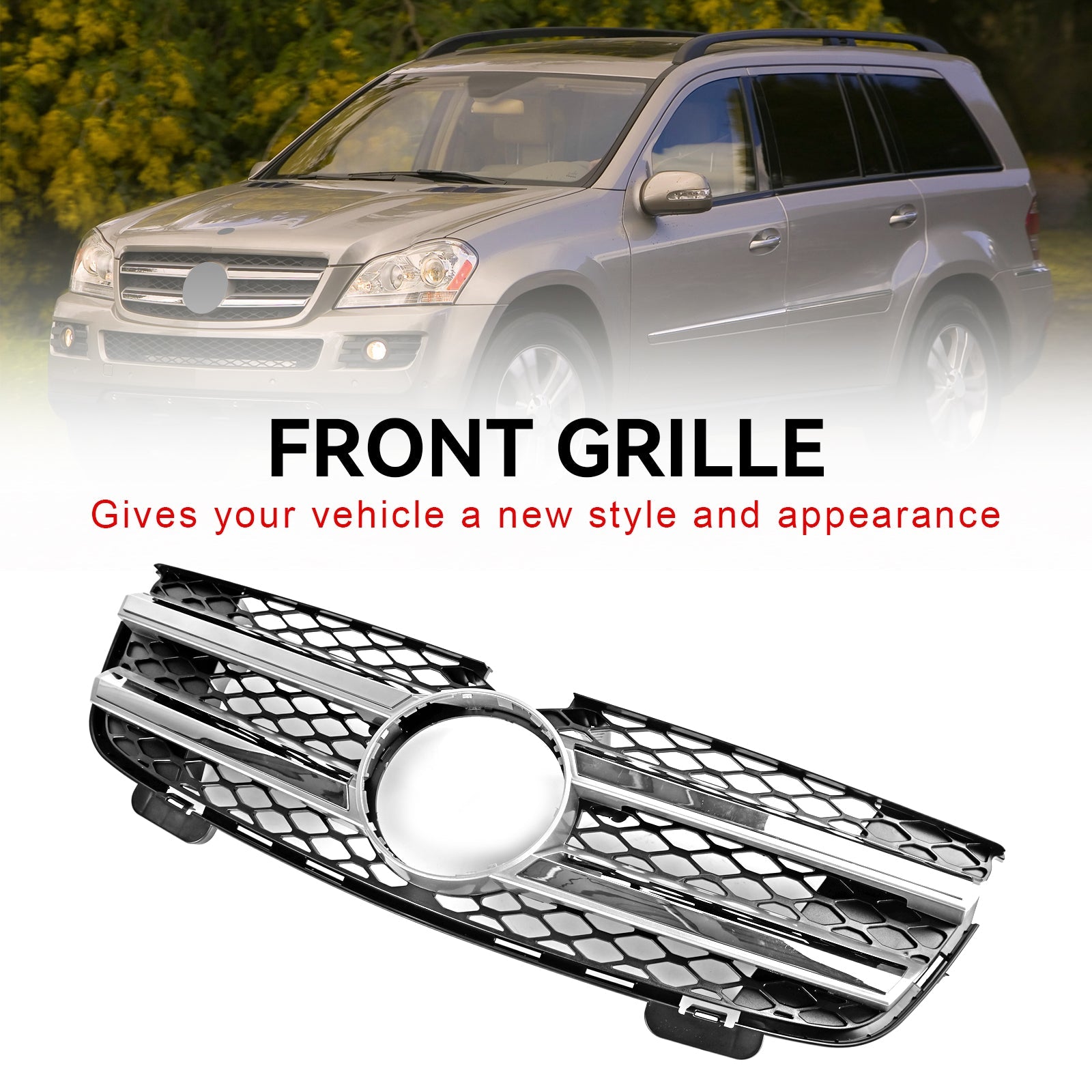 2007-2012 Mercedes Benz GL-Class X164 GL450 Front Bumper Grille Grill Chrome