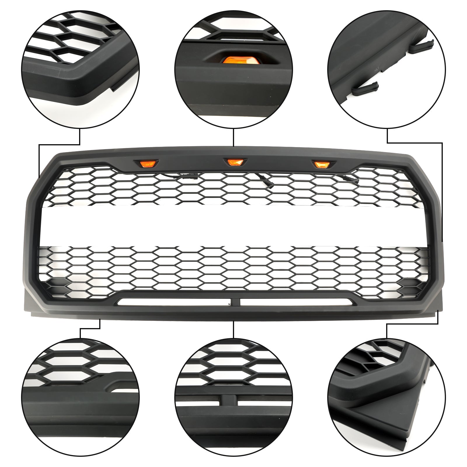 2015 2016 2017 Ford F150 Raptor Style W/ LED Replacement Front Bumper Grill Grille