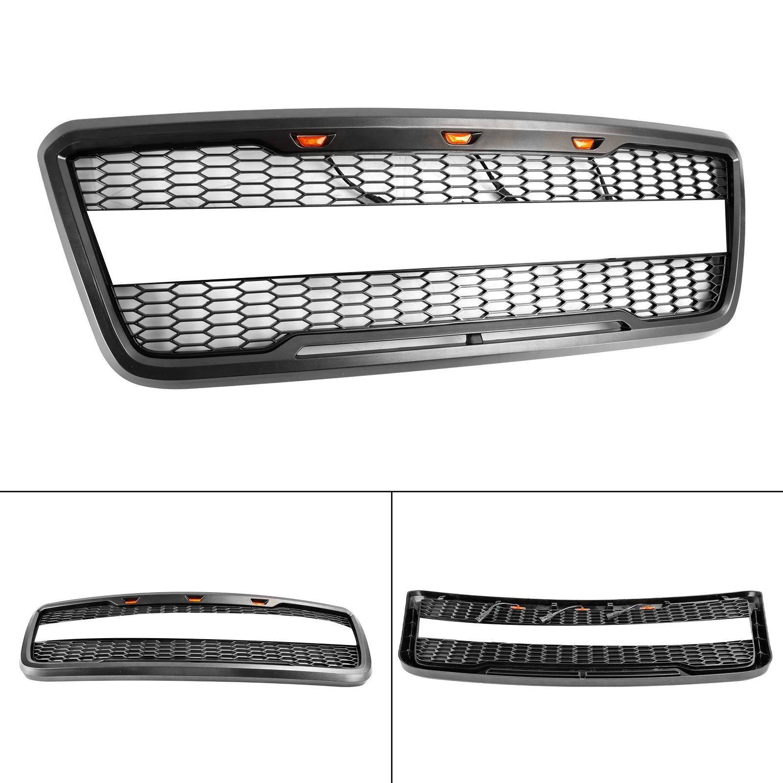 2004 2005 2006 2007 2008 Ford F150 Raptor Style Front Mesh Hood Grille Grill With LED