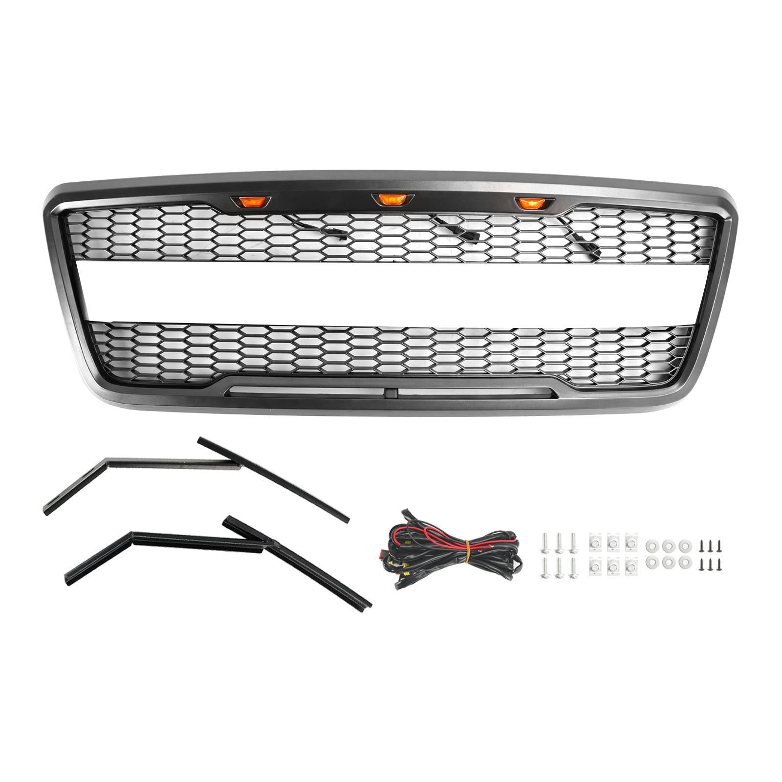 2004 2005 2006 2007 2008 Ford F150 Raptor Style Front Mesh Hood Grille Grill With LED