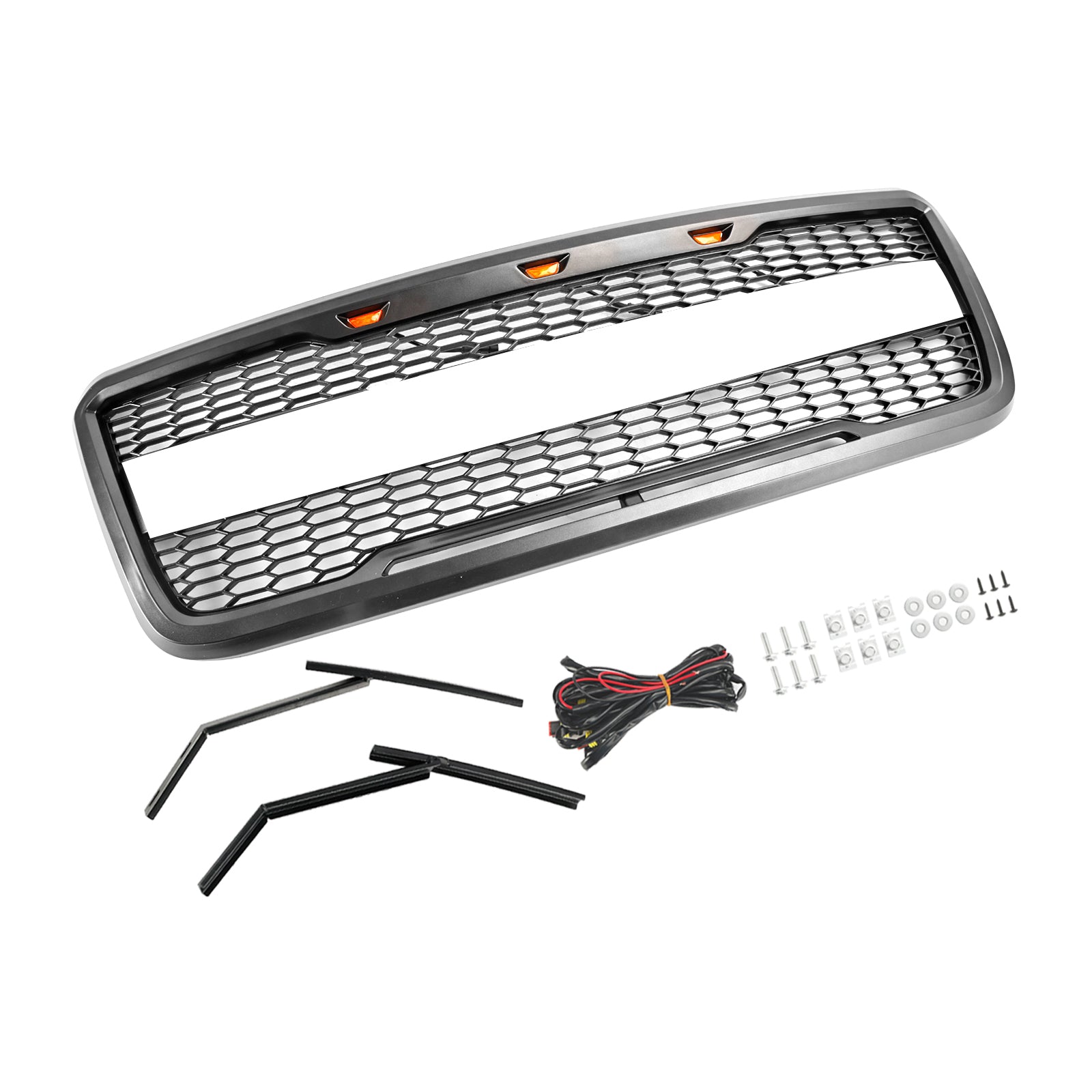 2004 2005 2006 2007 2008 Ford F150 Raptor Style Front Mesh Hood Grille Grill With LED