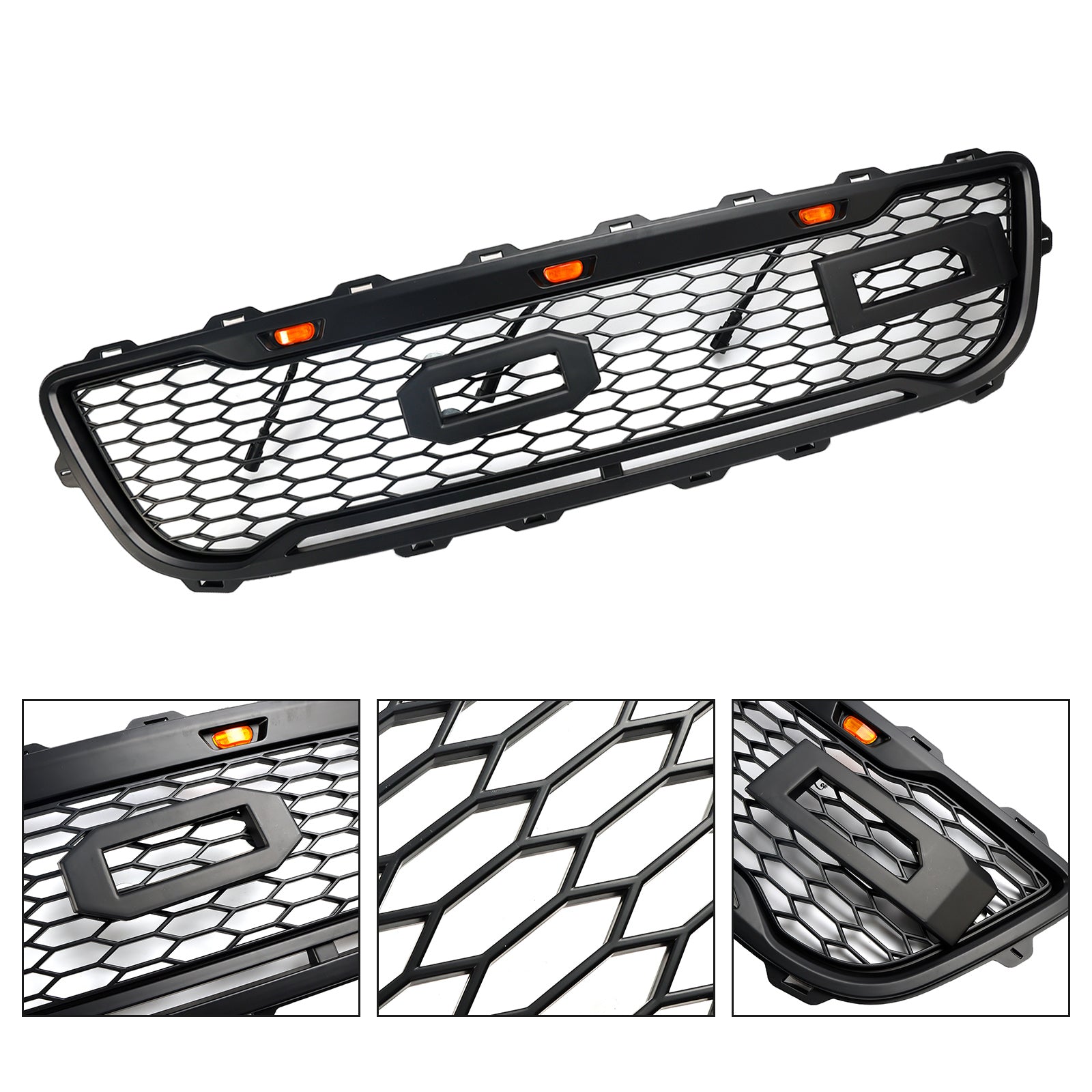 1999-2003 Ford F150 W/ Led Raptor style Matte Black Front Honeycomb Bumper Grille Grill
