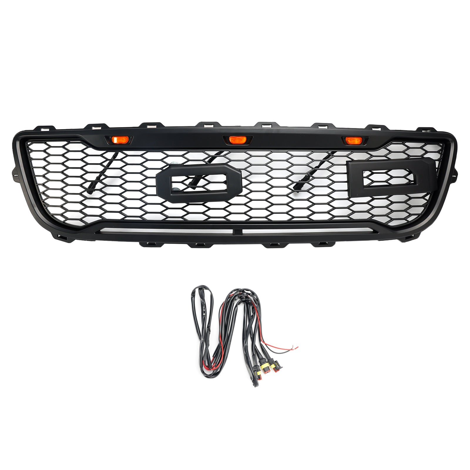 1999-2003 Ford F150 W/ Led Raptor style Matte Black Front Honeycomb Bumper Grille Grill