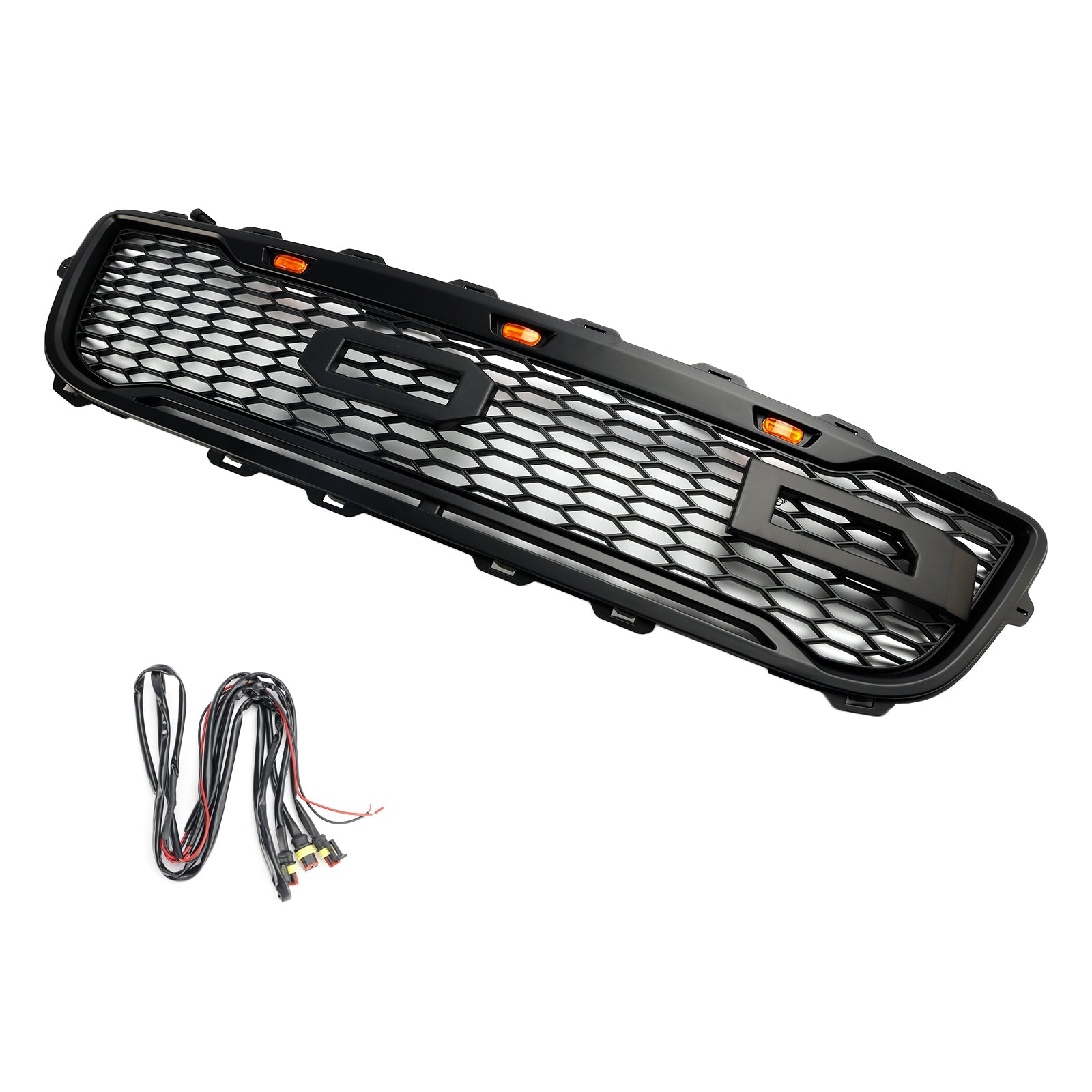 1999-2003 Ford F150 W/ Led Raptor style Matte Black Front Honeycomb Bumper Grille Grill
